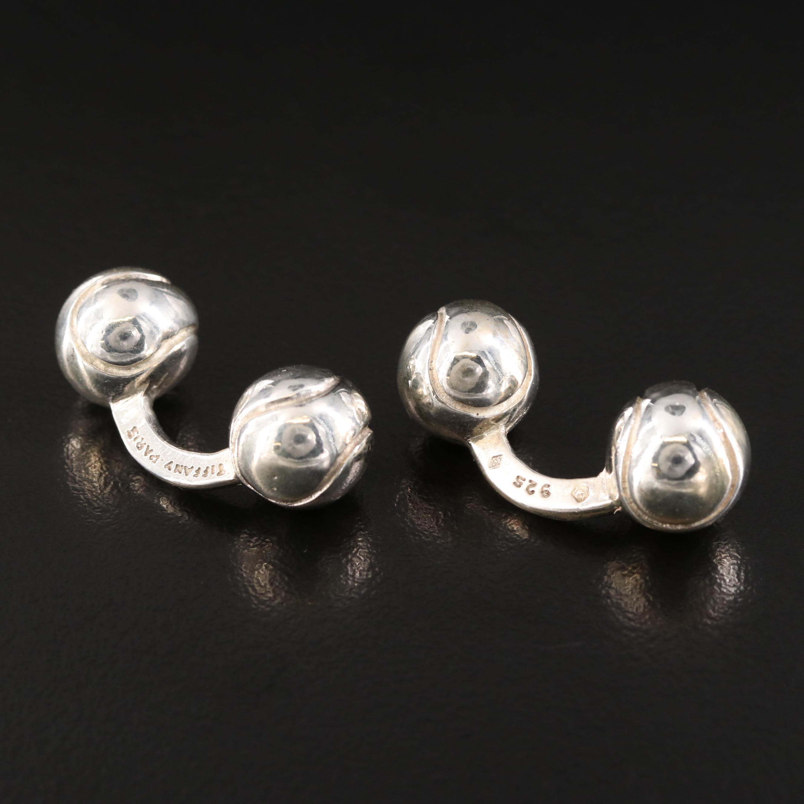 Tiffany & Co. Sterling Tennis Ball Cufflinks Paris