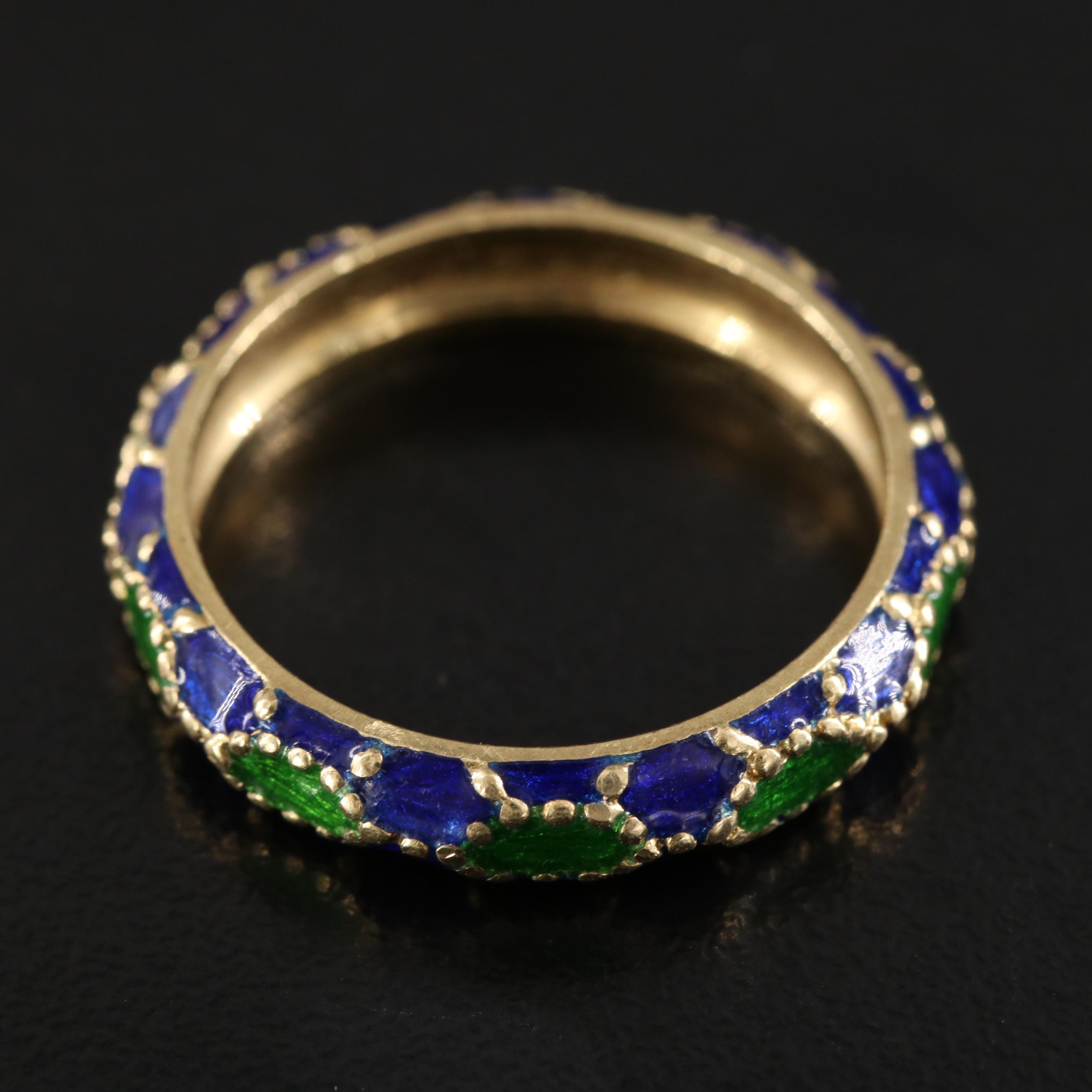 Tiffany & Co. 18K Blue and Green Enamel Paillonné Band
