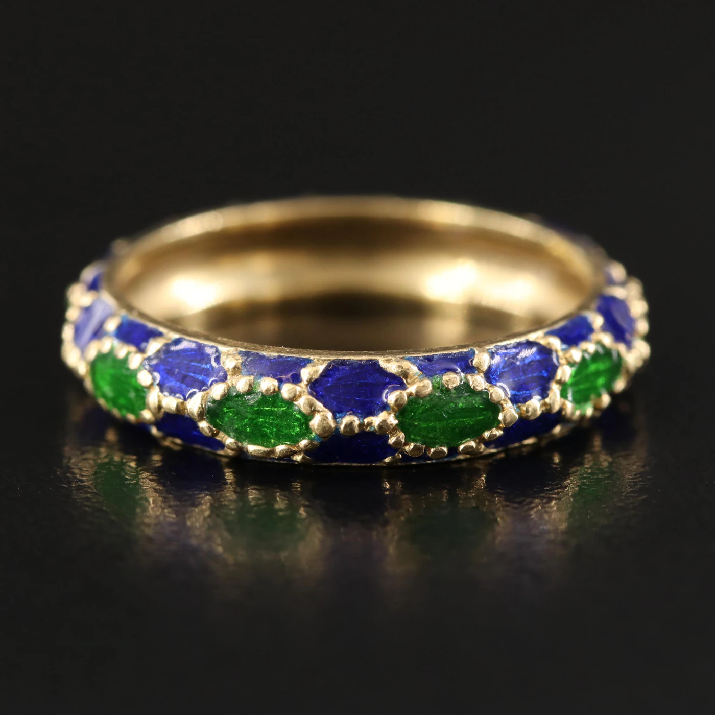 Tiffany & Co. 18K Blue and Green Enamel Paillonné Band | EBTH