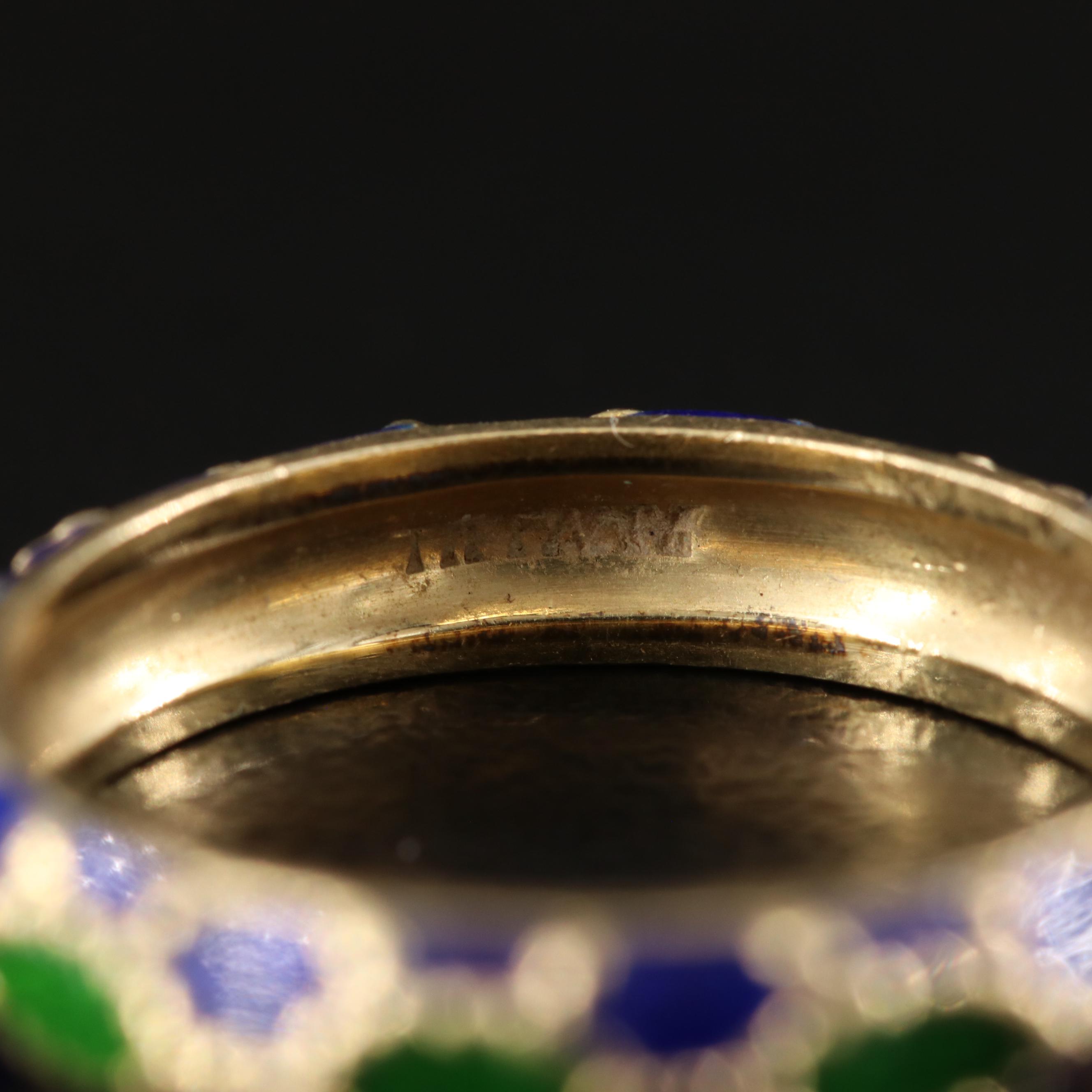 Tiffany & Co. 18K Blue and Green Enamel Paillonné Band