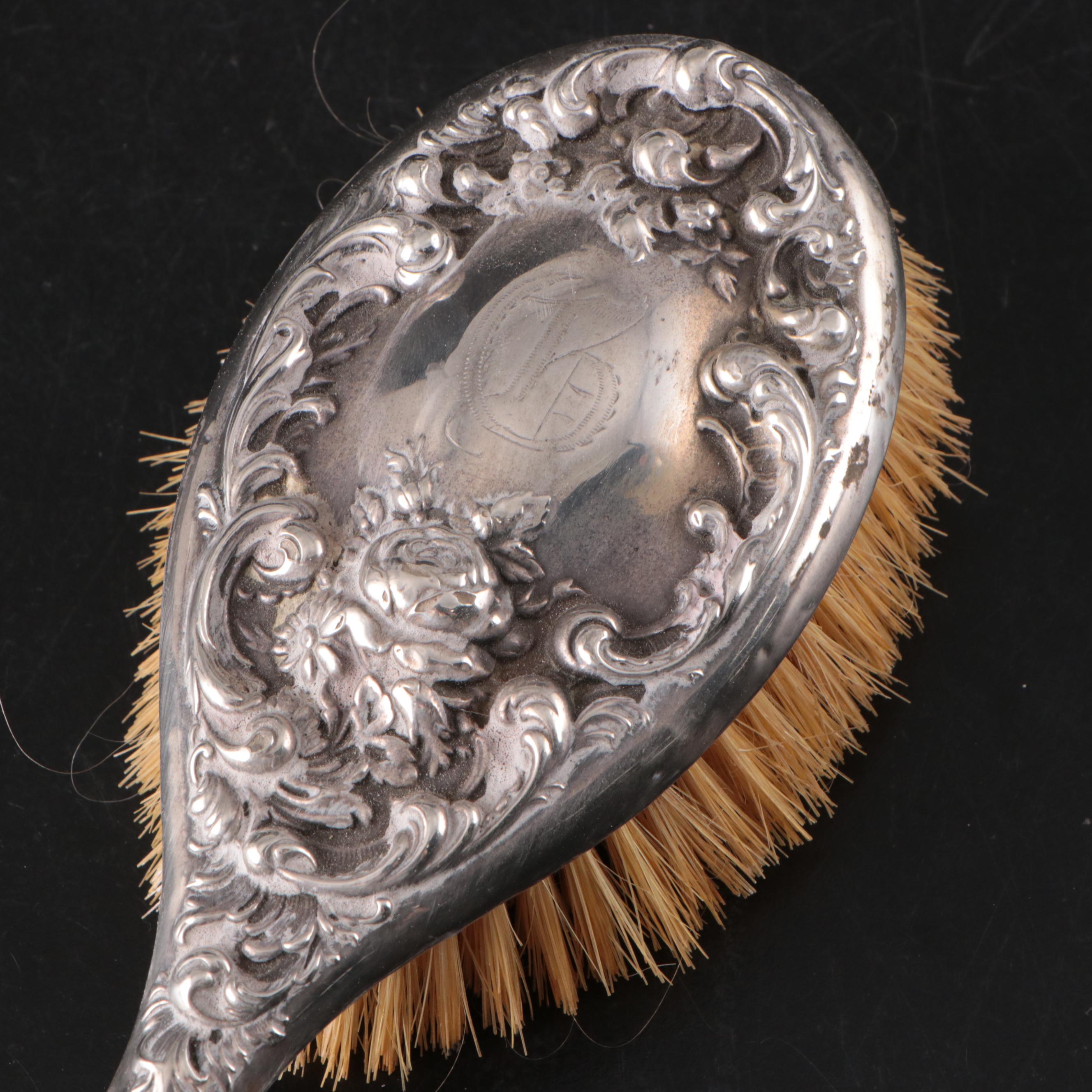 Theodore W. Foster & Bro Sterling Silver Brush and Mirror with More