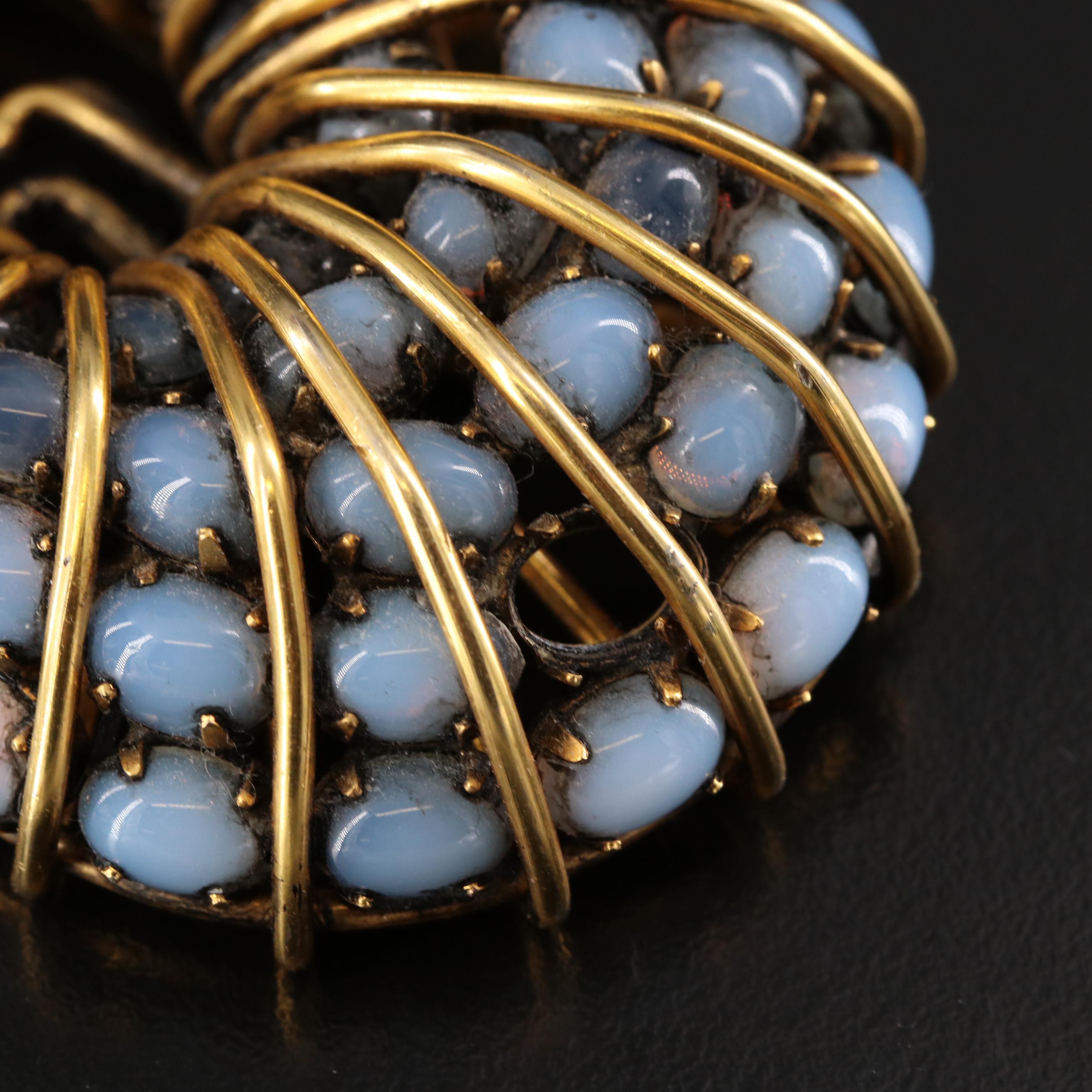 Iradj Moini Opalescent Glass and Rhinestone Large Scale Prawn Brooch