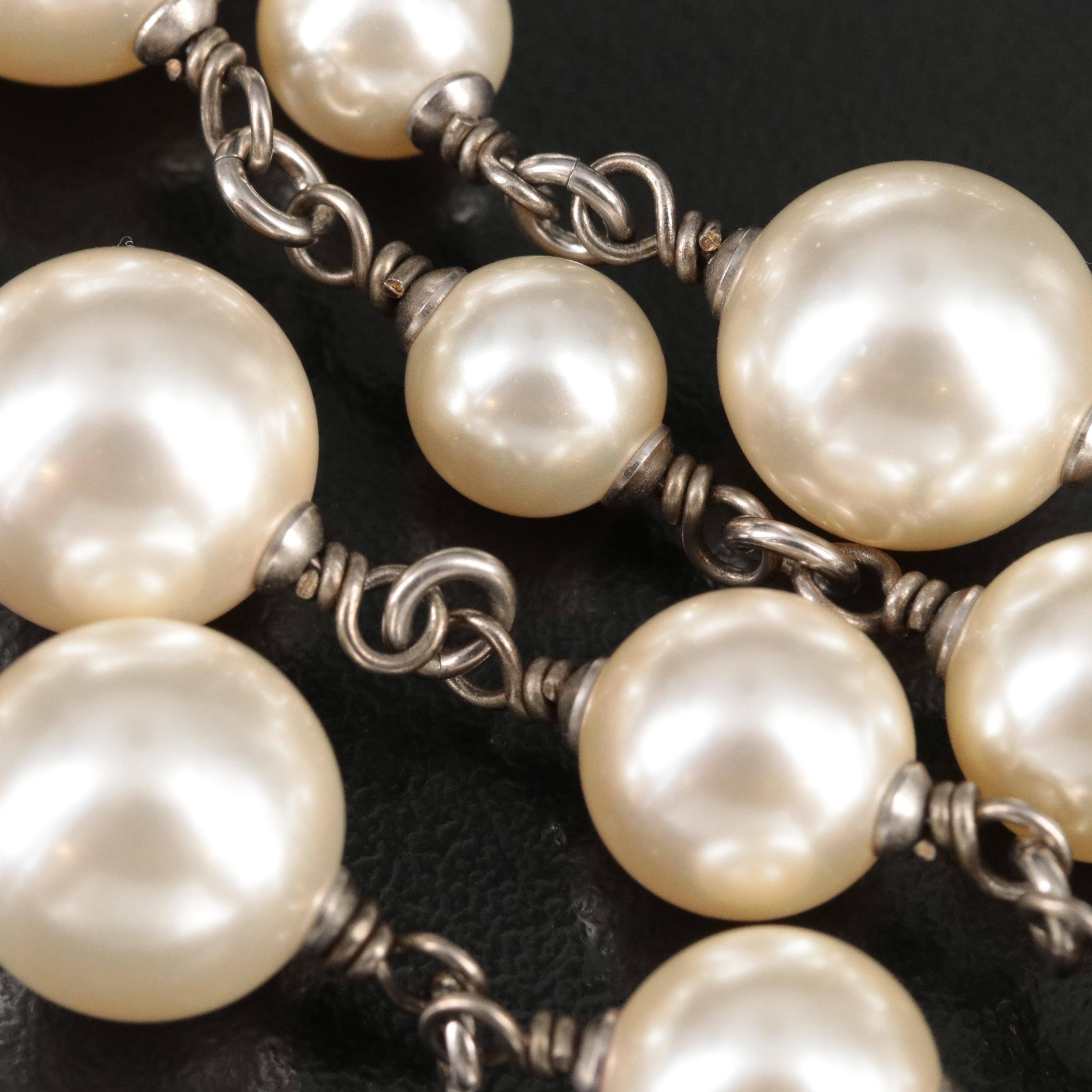 Chanel CC Logo Faux Pearl and Crystal Necklace 2019