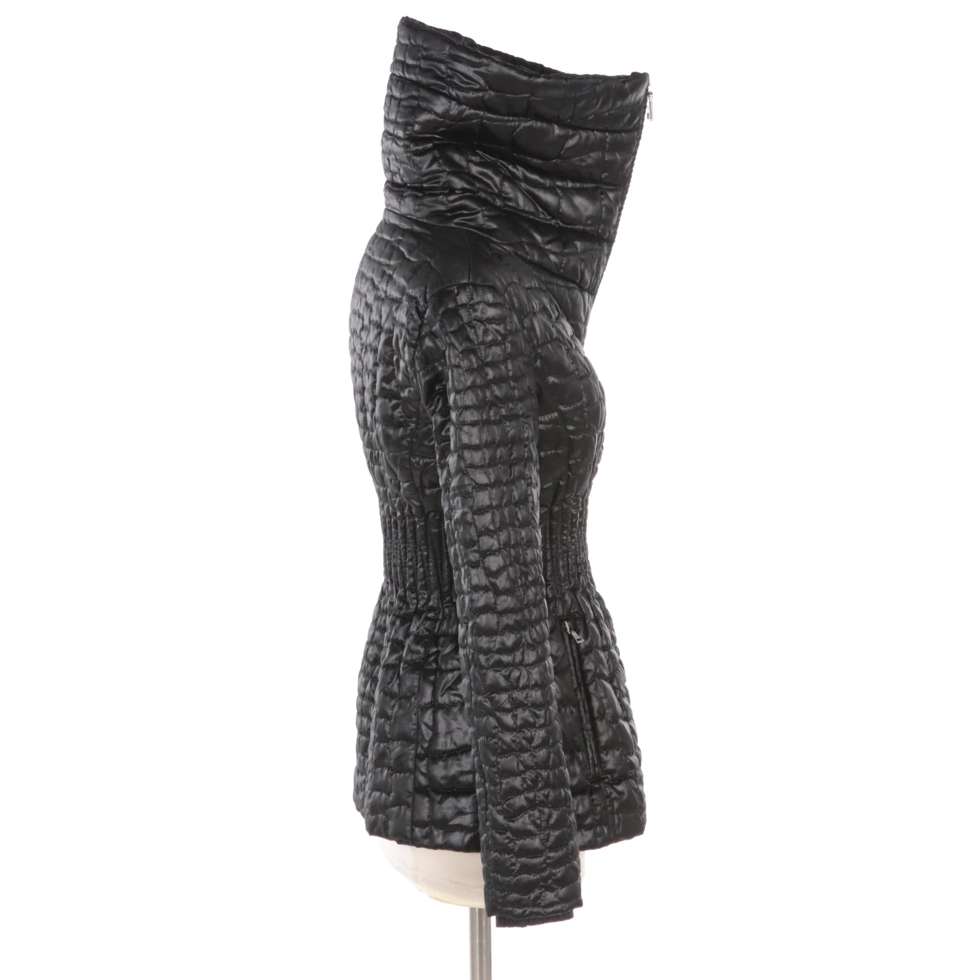 Prada Black Quilted Zipper-Front Fitted Jacket