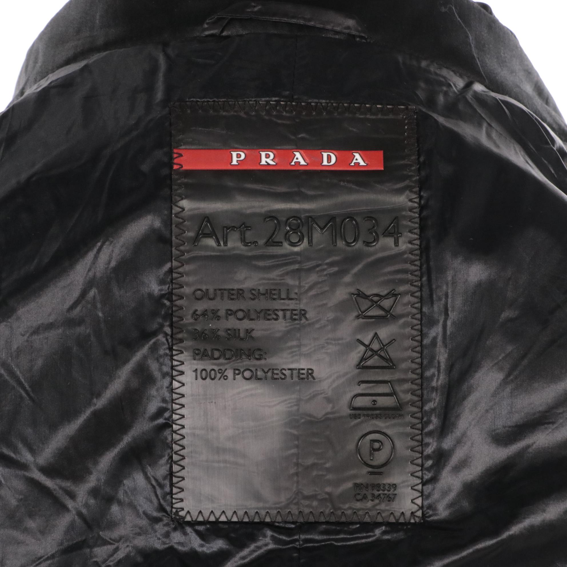Prada Black Quilted Zipper-Front Fitted Jacket