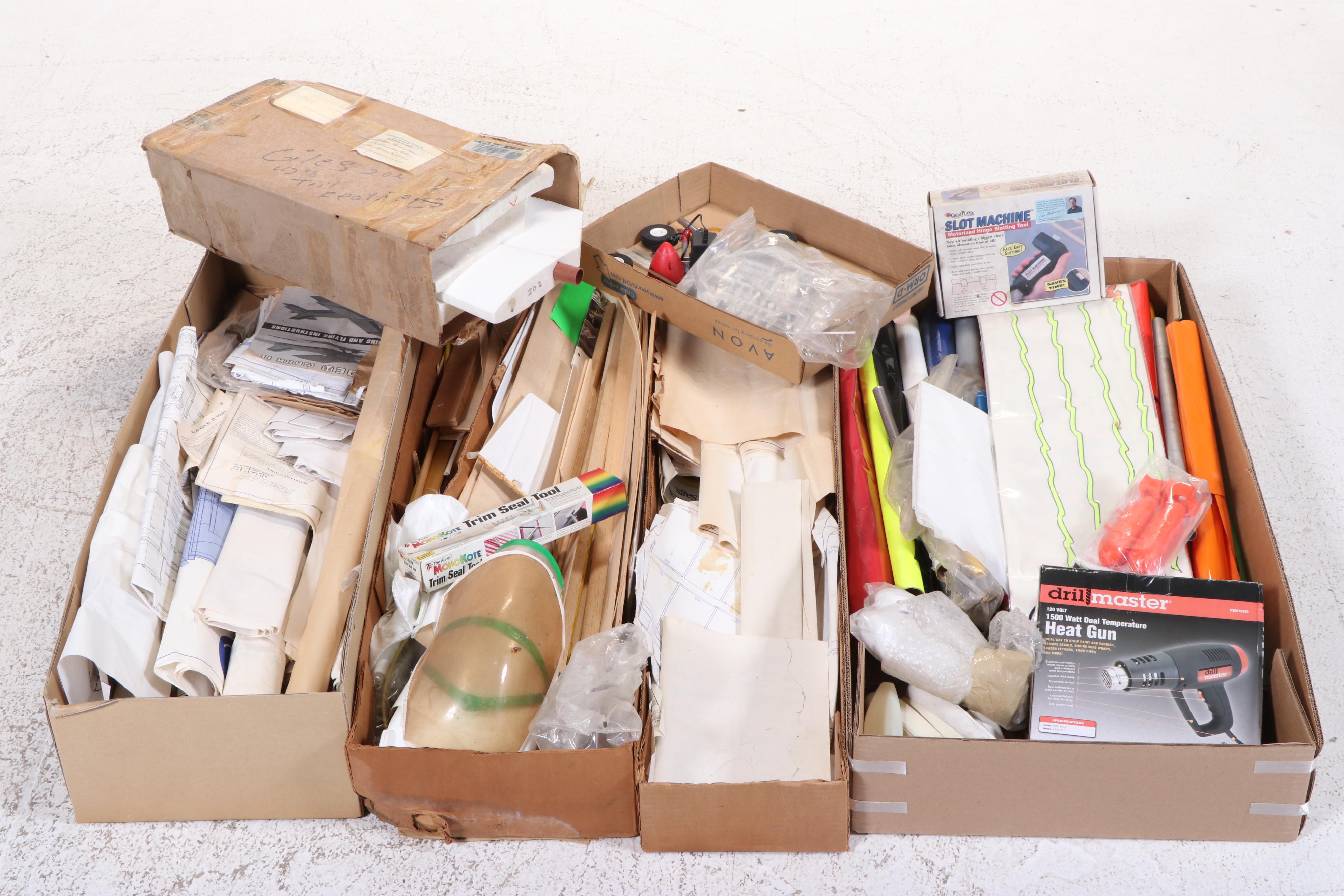 Saito Partial Build Balsa Wood Hobby Airplane with Drill Master Heat Gun, More