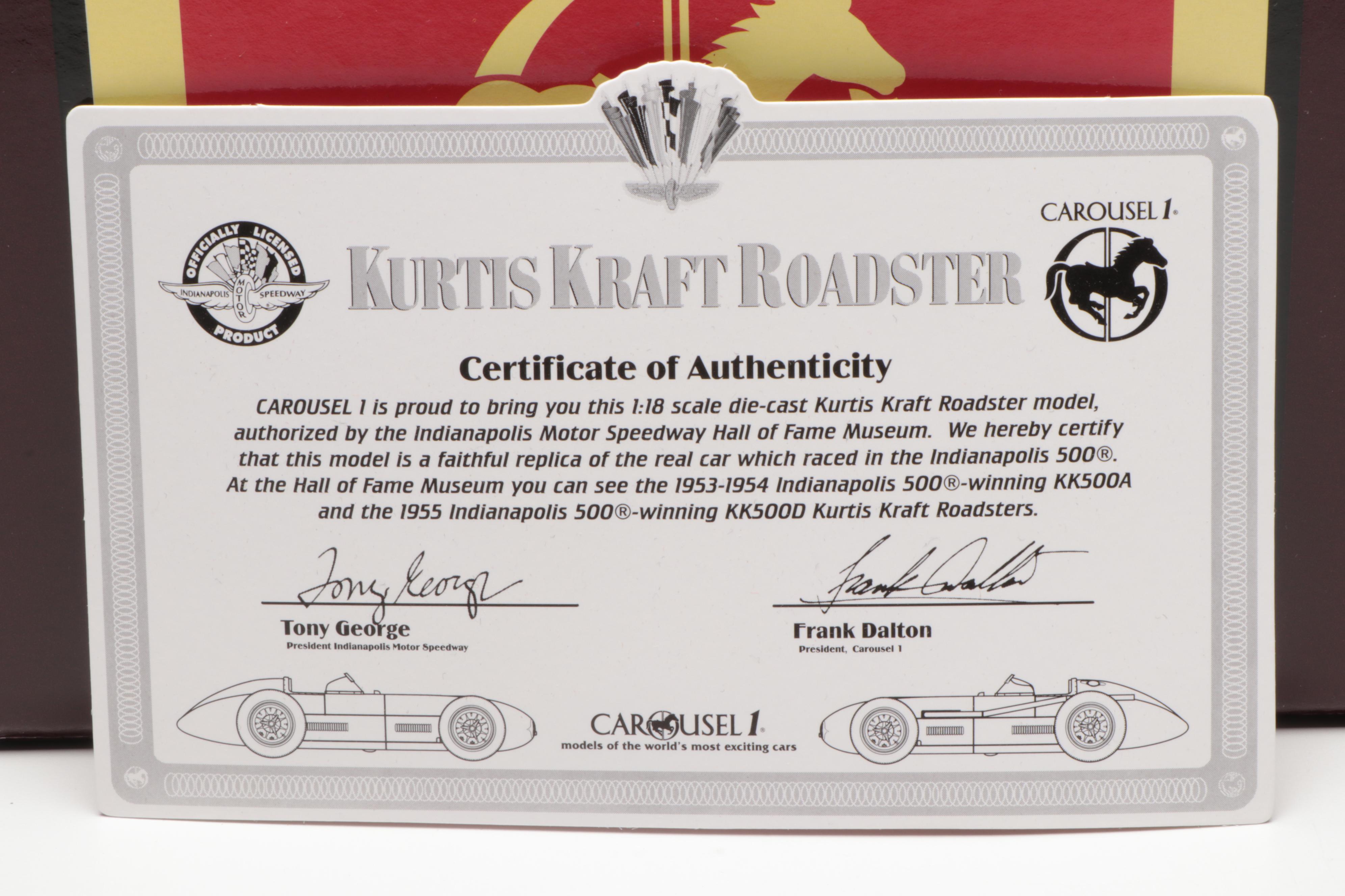 Carousel 1 "Kurtis Kraft Roadster" 1955 Indianapolis 500 Diecast Model Car