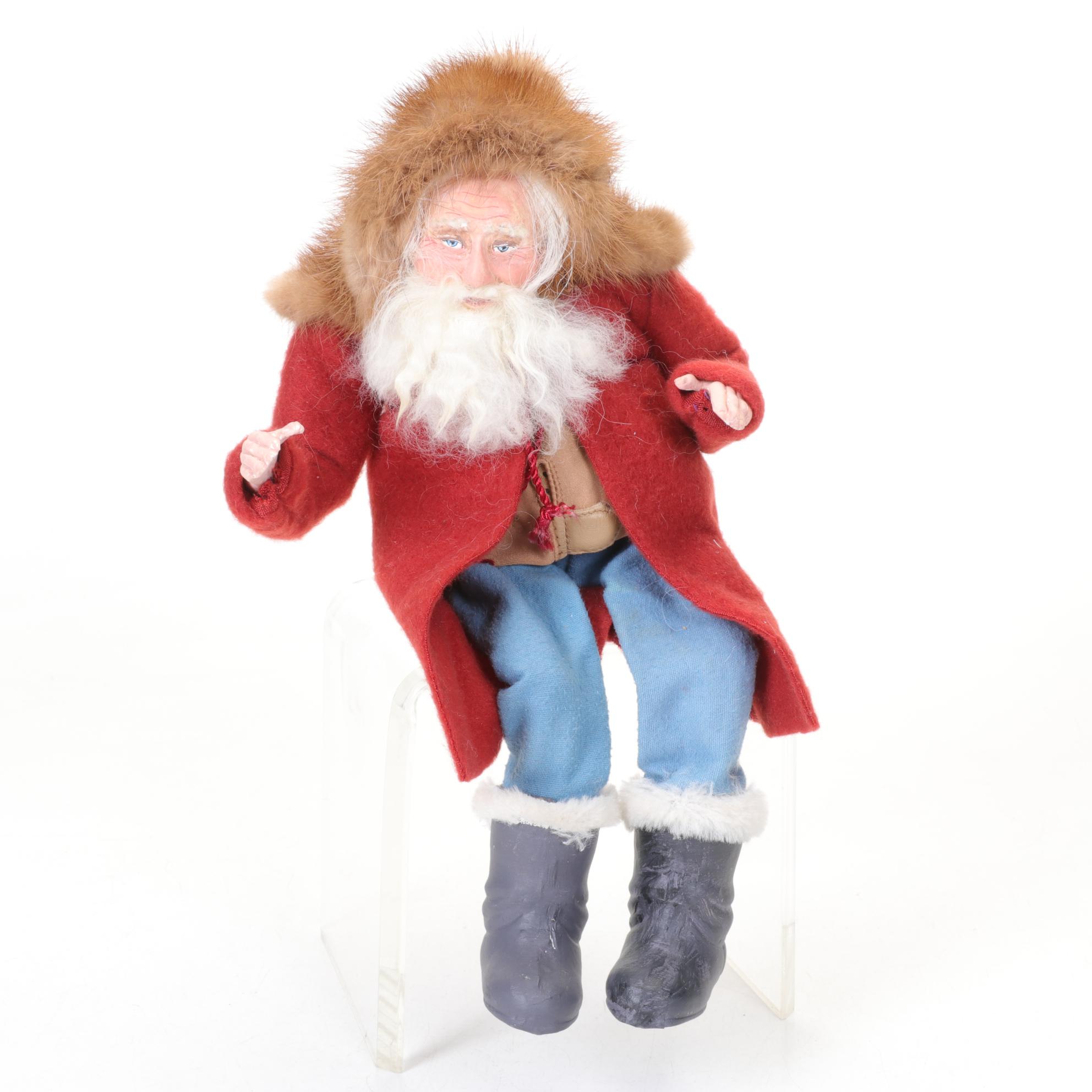 Norma DeCamp Santa Claus Sitting Figure With Fur Hat