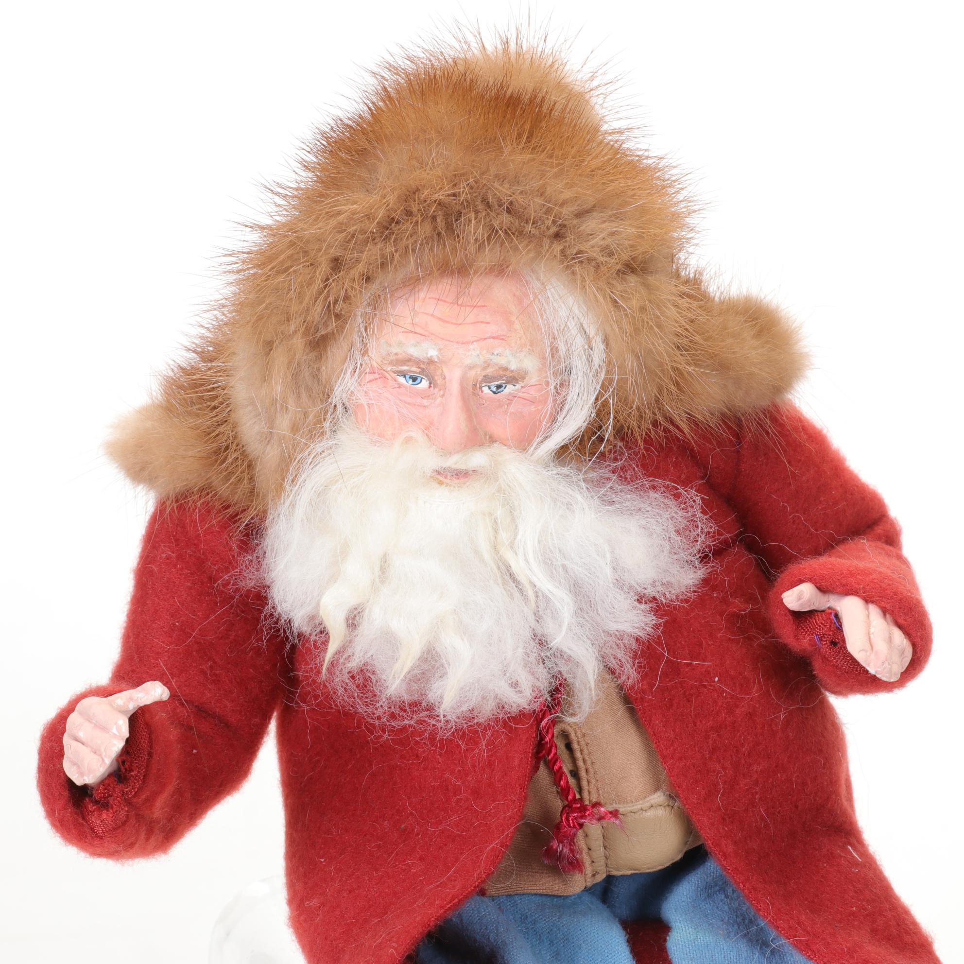 Norma DeCamp Santa Claus Sitting Figure With Fur Hat