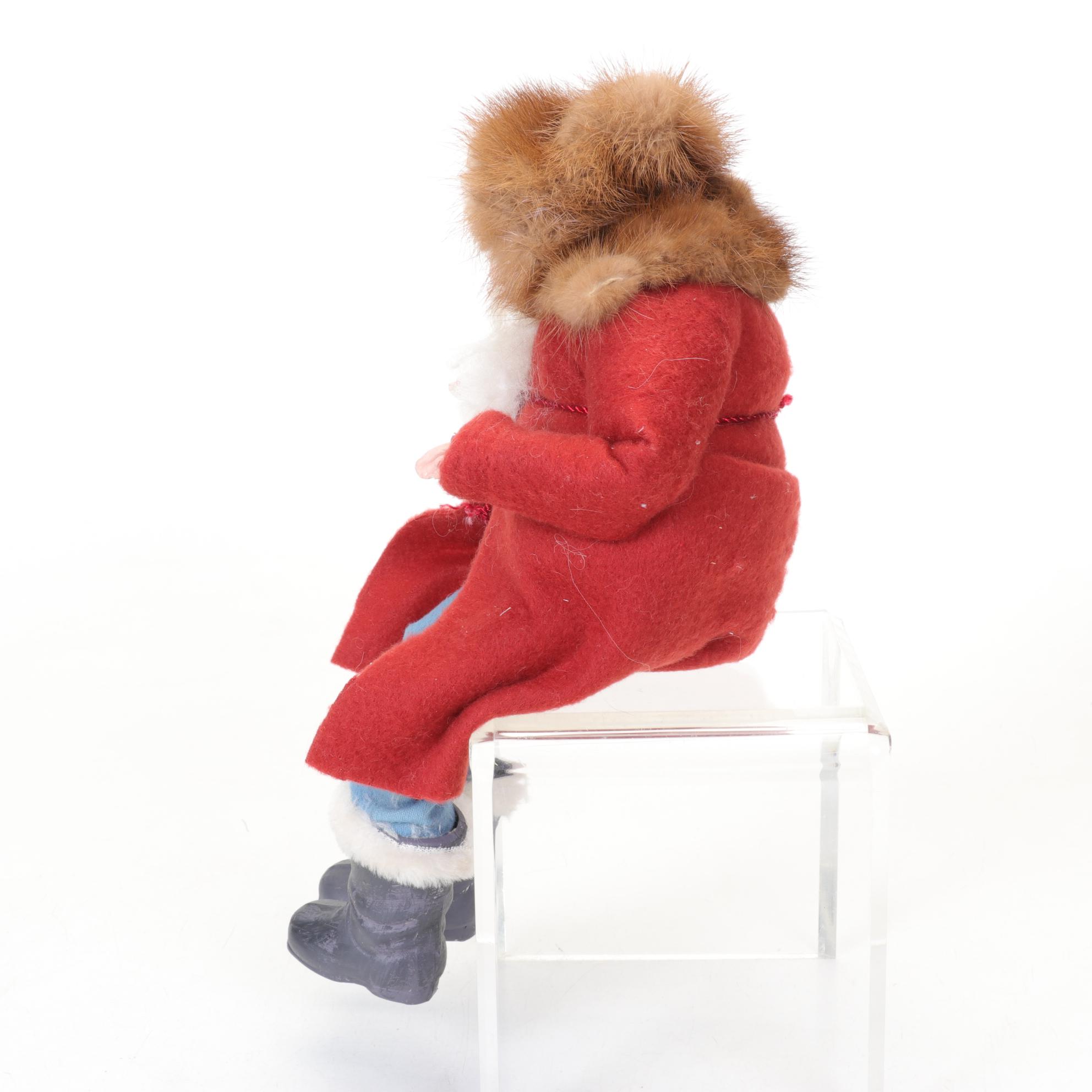 Norma DeCamp Santa Claus Sitting Figure With Fur Hat