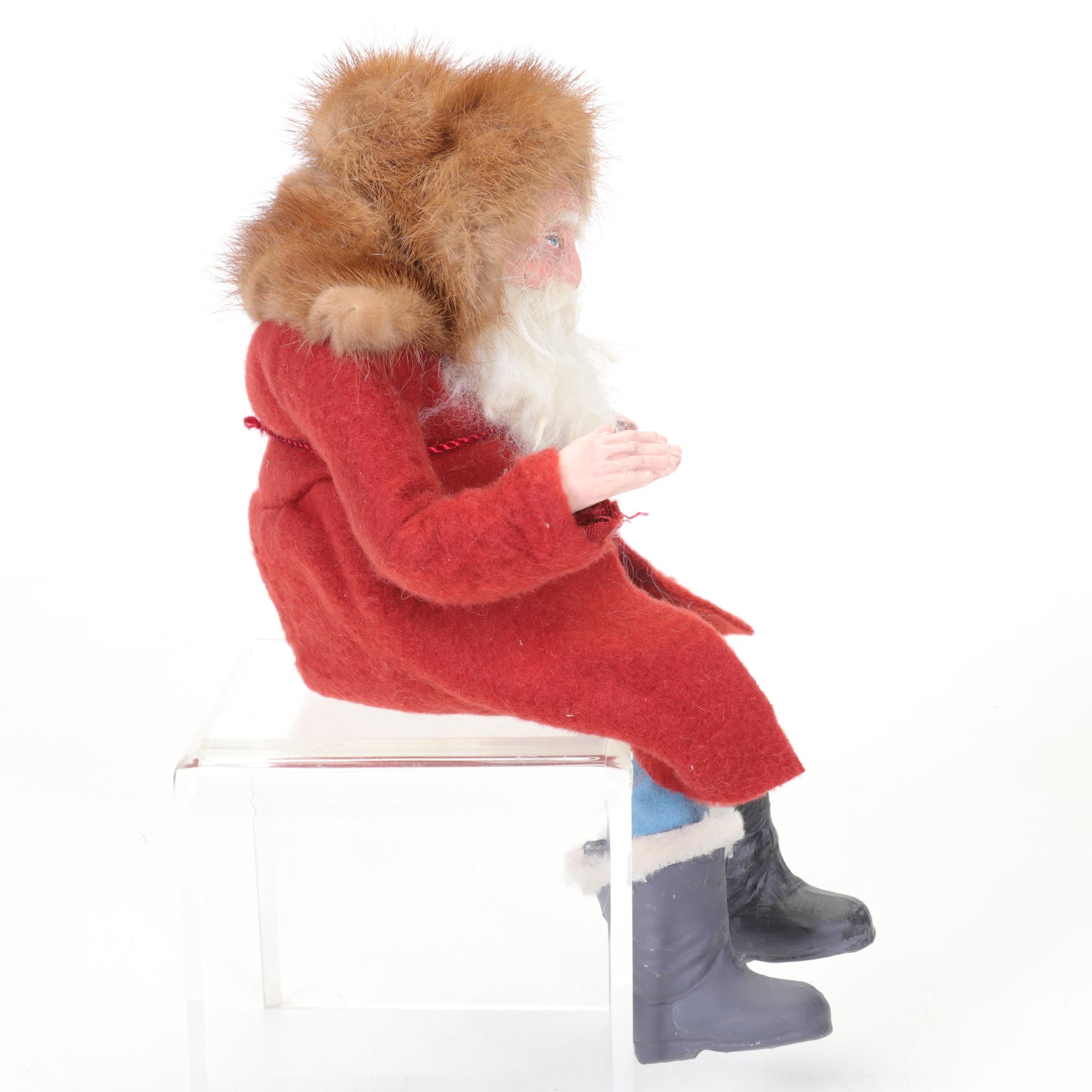 Norma DeCamp Santa Claus Sitting Figure With Fur Hat