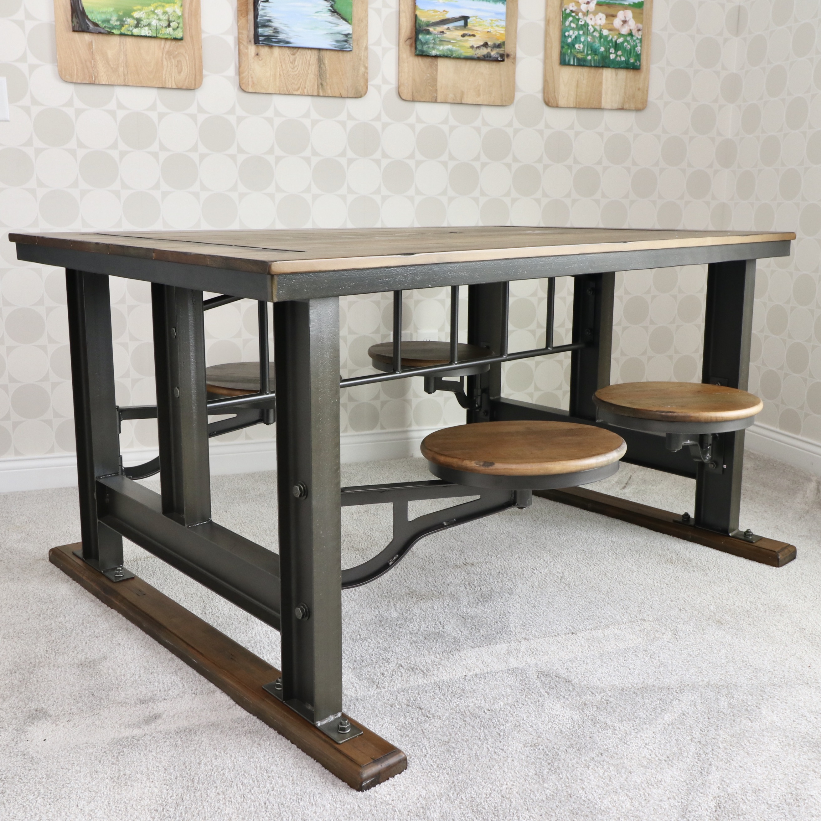 World Market "Galvin" Wood Table with Swing Out Seats