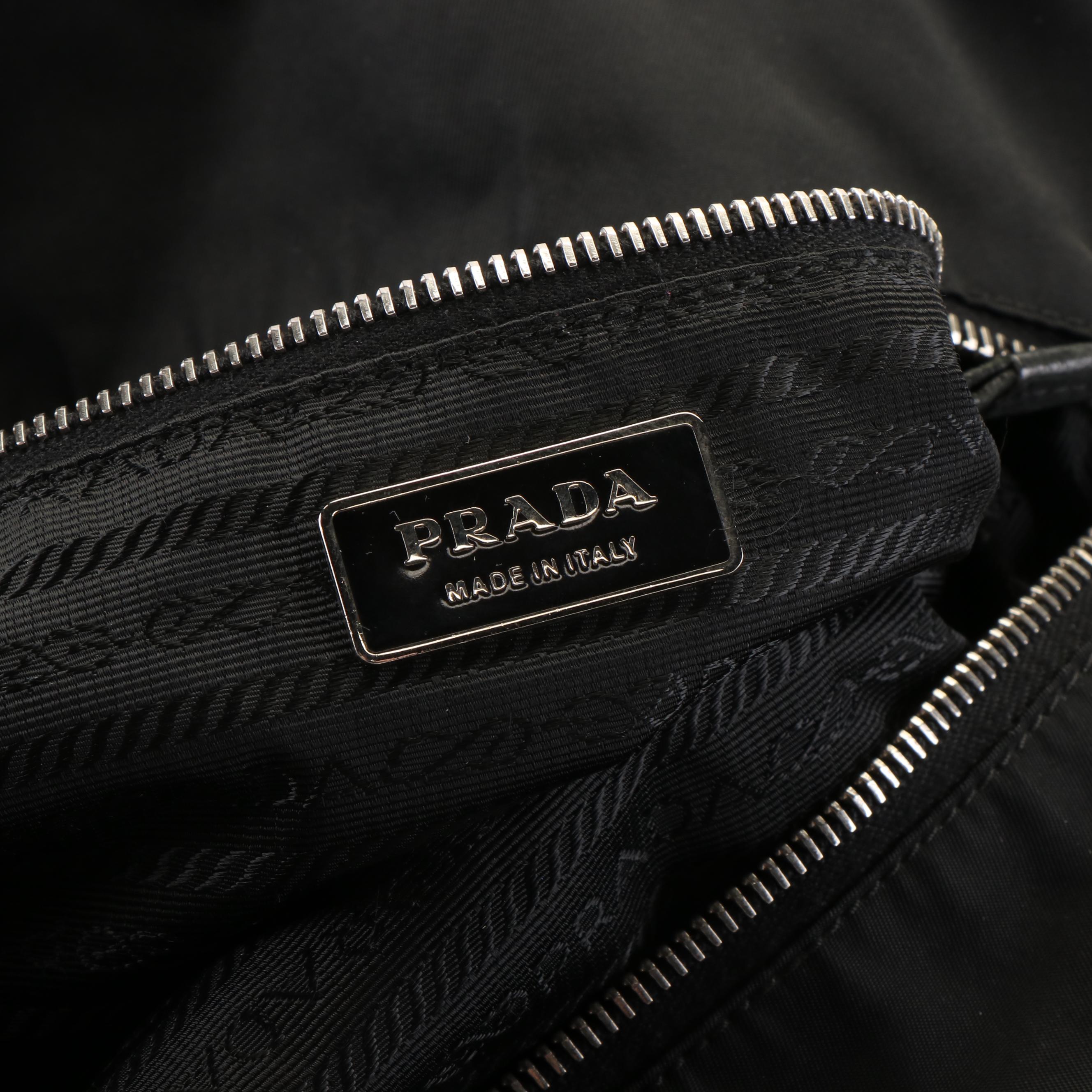 Prada Appliqué Tote Bag in Black Tessuto Nylon