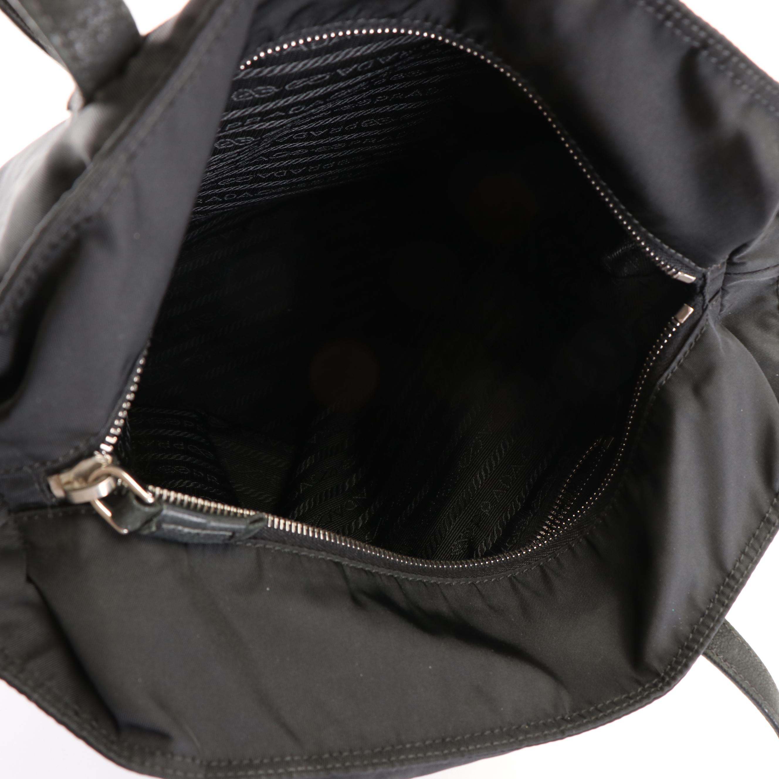Prada Appliqué Tote Bag in Black Tessuto Nylon