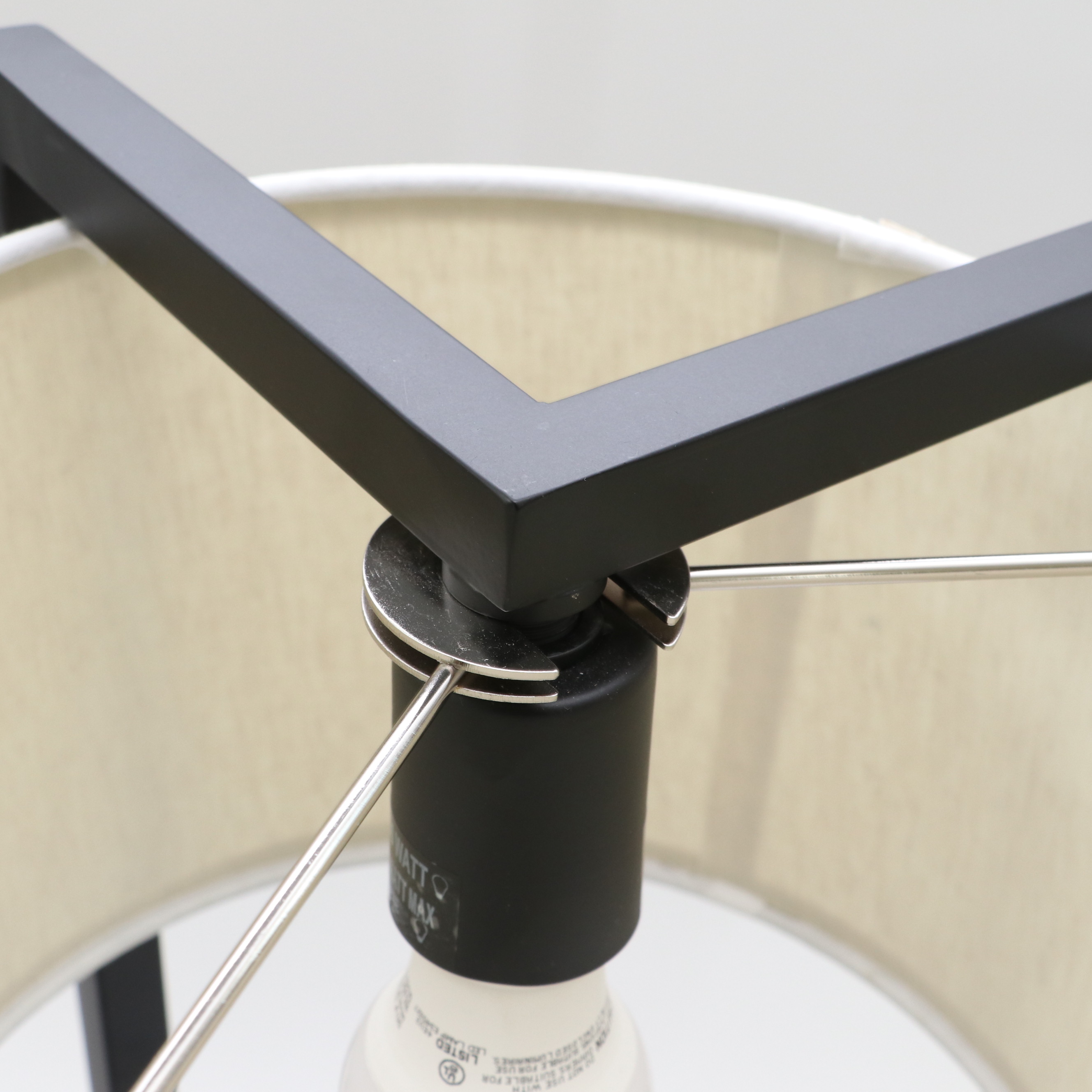 Angular Black Metal Table Lamps, Pair