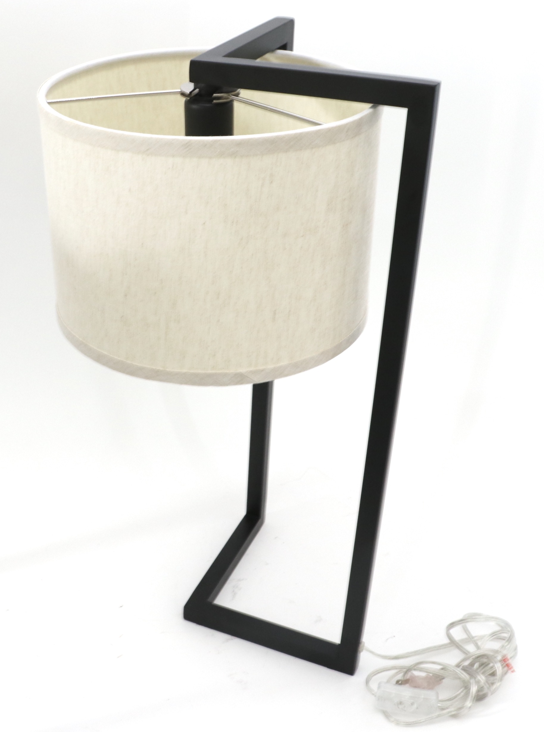 Angular Black Metal Table Lamps, Pair