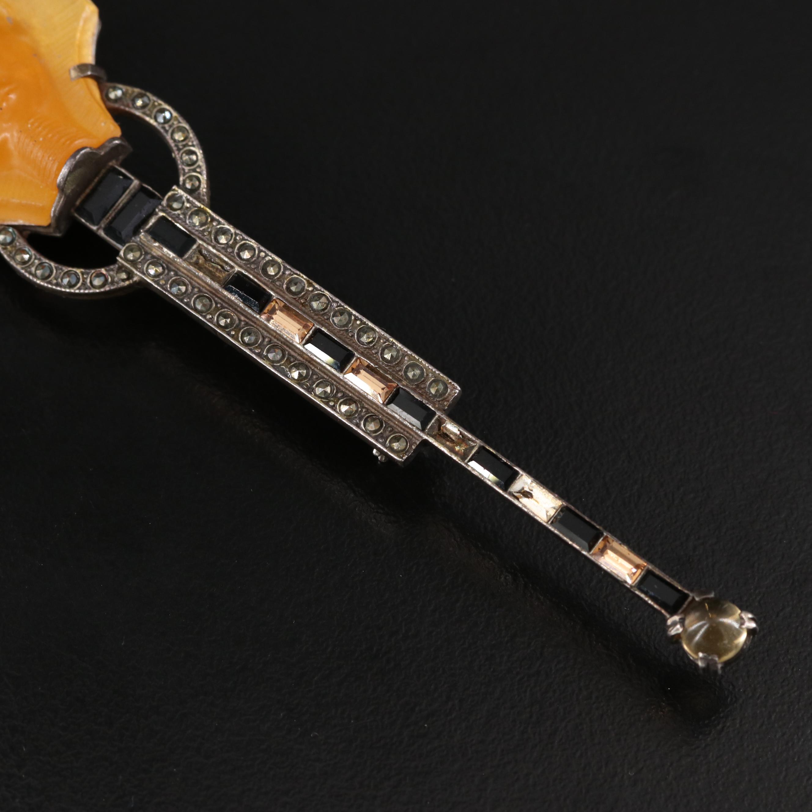 Art Deco Egyptian Revival 835 Silver Pharaoh Brooch