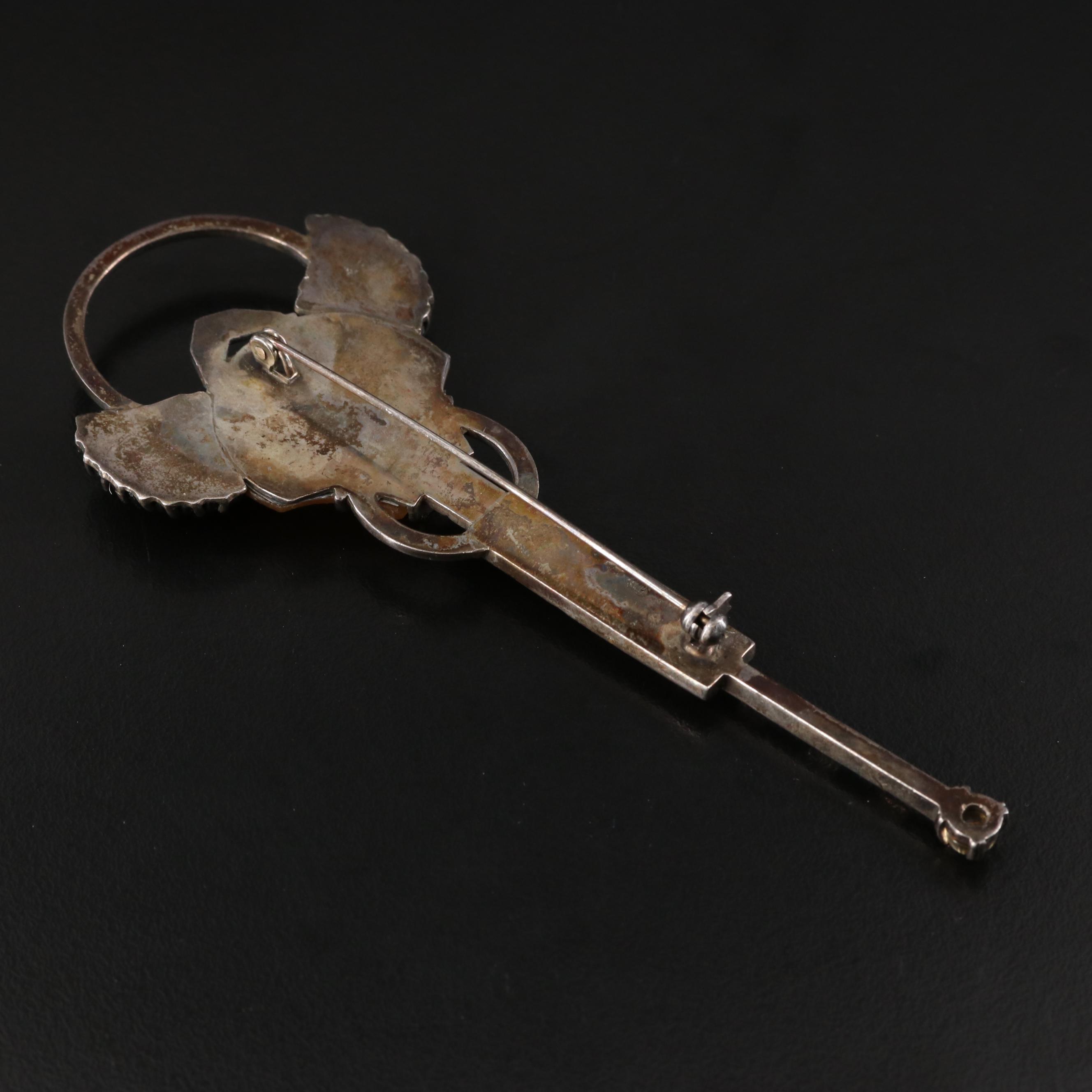 Art Deco Egyptian Revival 835 Silver Pharaoh Brooch