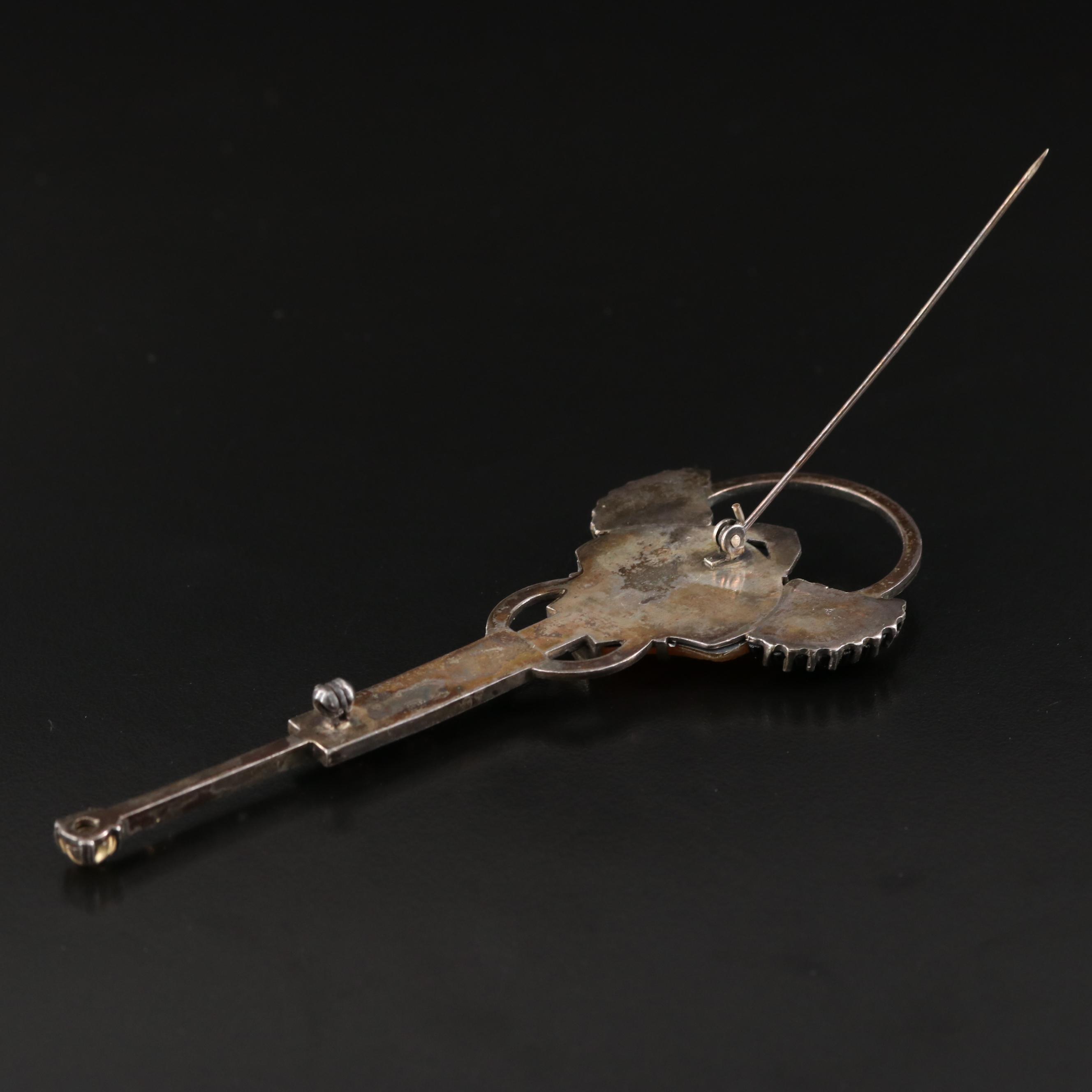 Art Deco Egyptian Revival 835 Silver Pharaoh Brooch