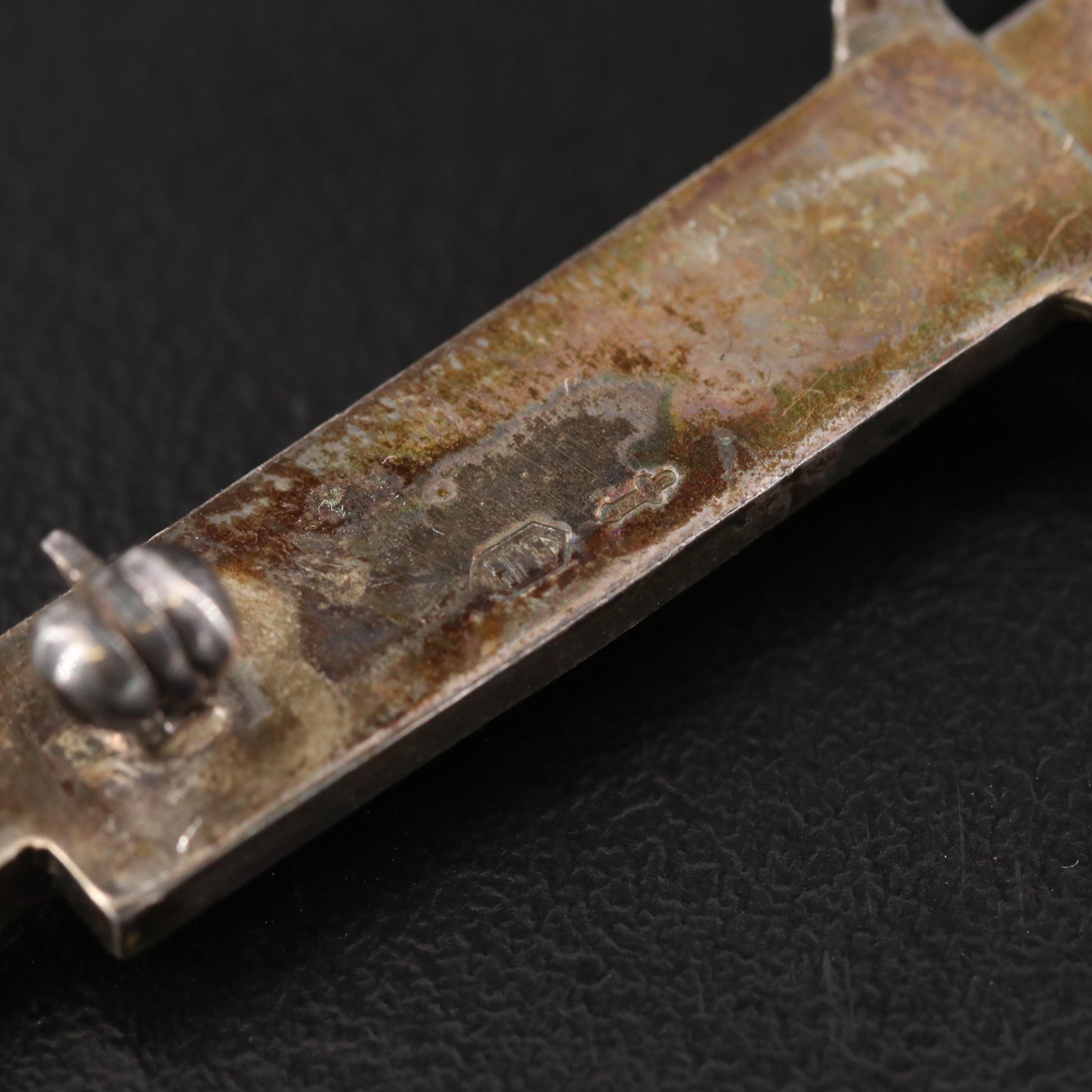 Art Deco Egyptian Revival 835 Silver Pharaoh Brooch