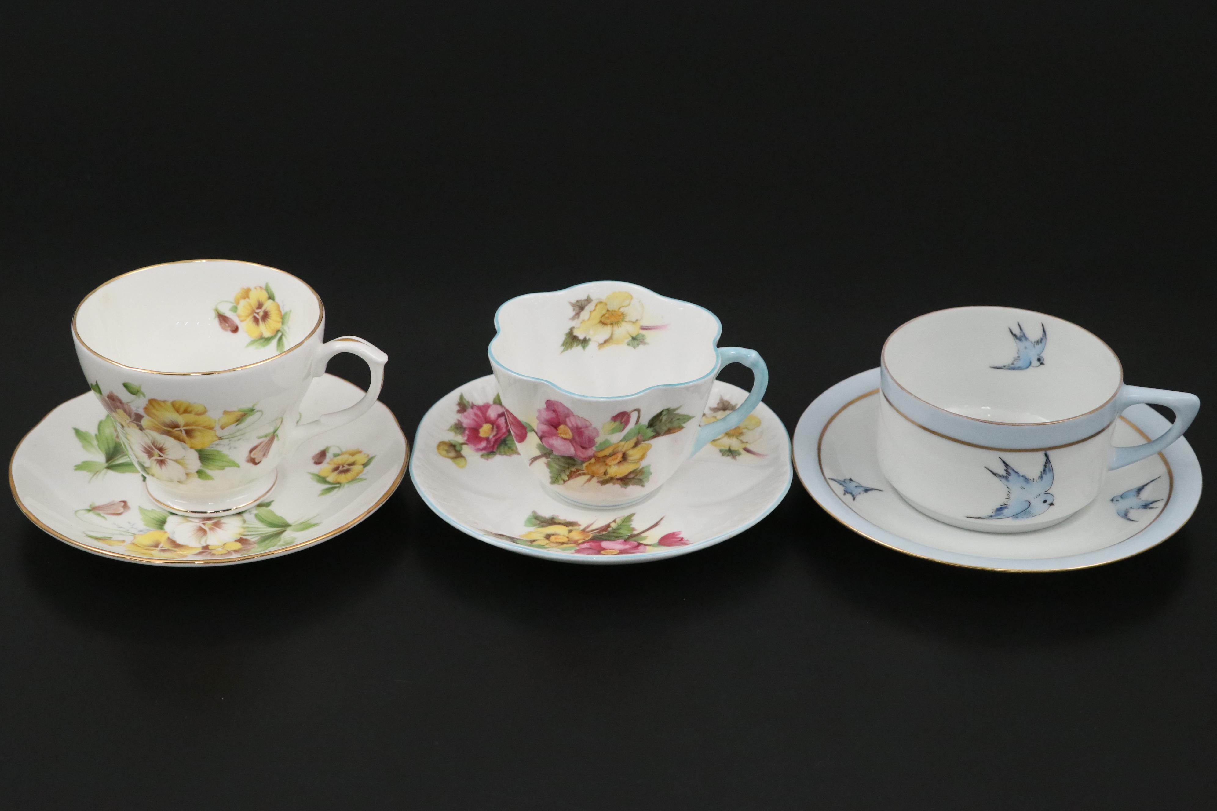 Radnor Bone China Flower Bouquet with Other Teacups and Saucers