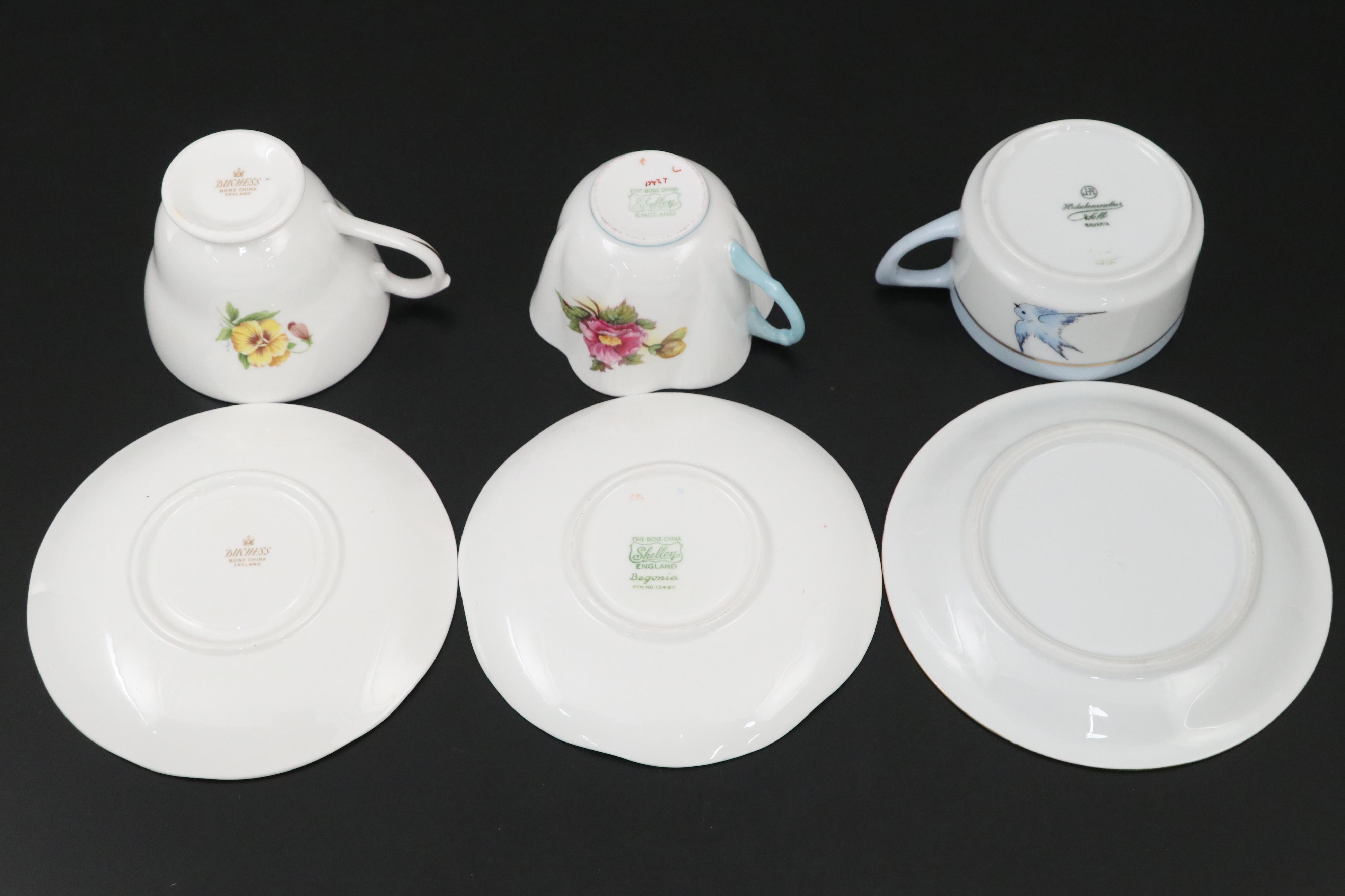 Radnor Bone China Flower Bouquet with Other Teacups and Saucers