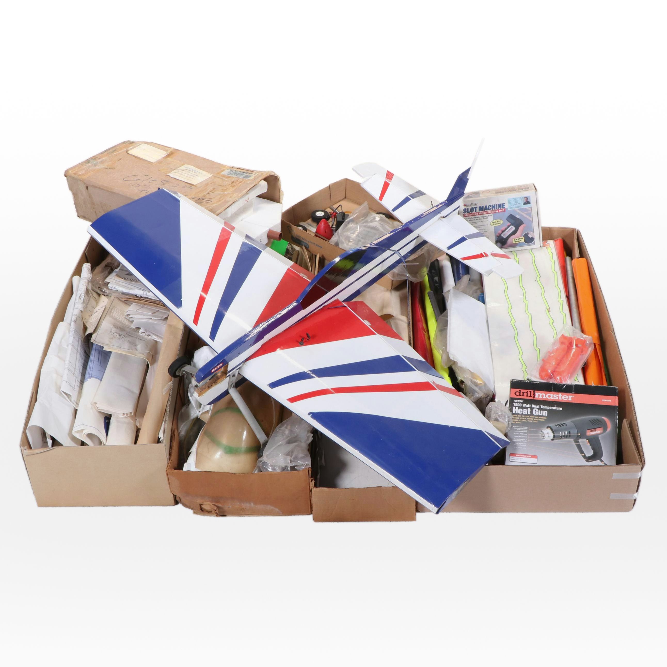 Saito Partial Build Balsa Wood Hobby Airplane with Drill Master Heat Gun, More