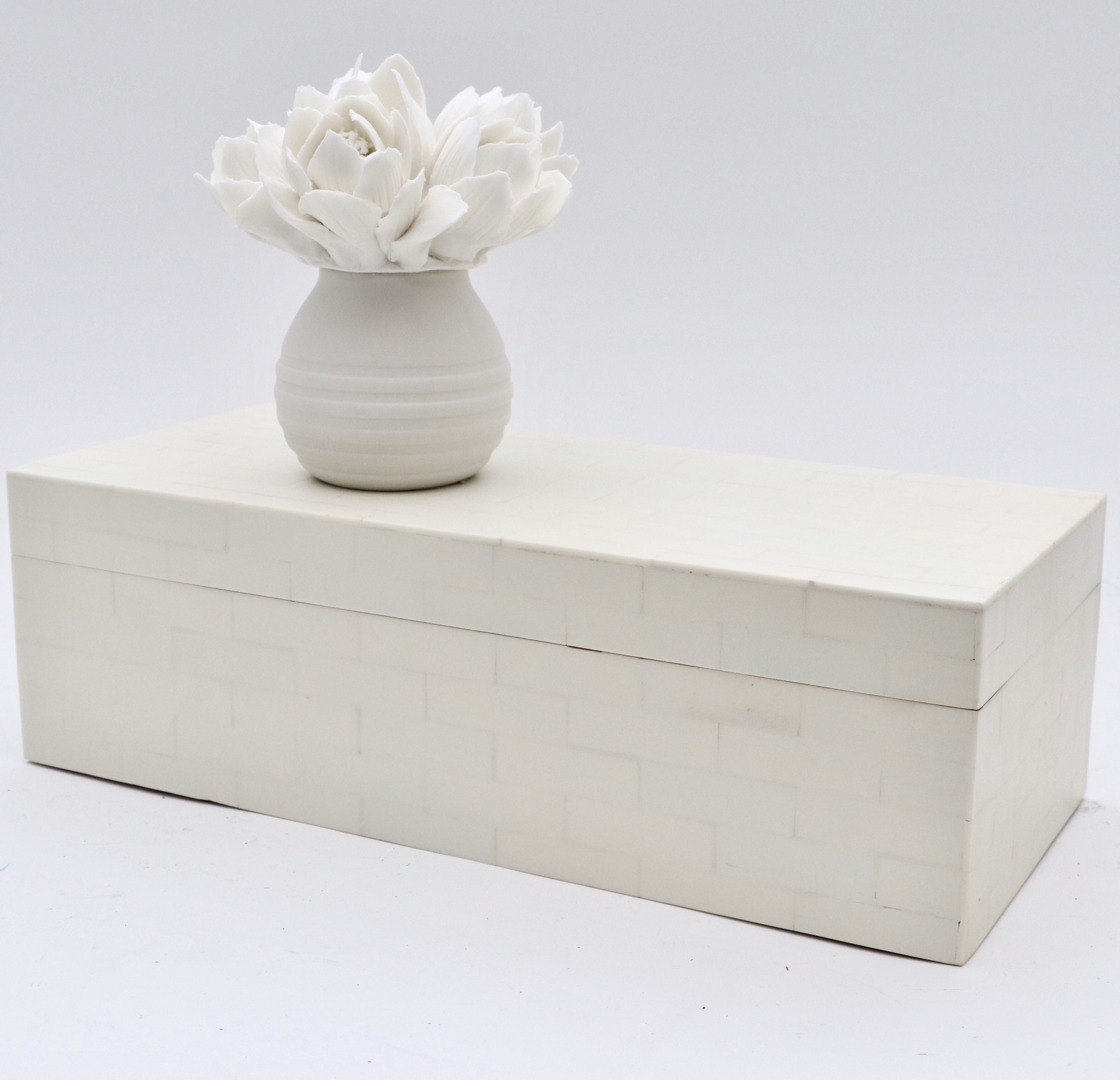 Tessellated Shell Box, Glass Sand Timer, Frames and Other Room Décor