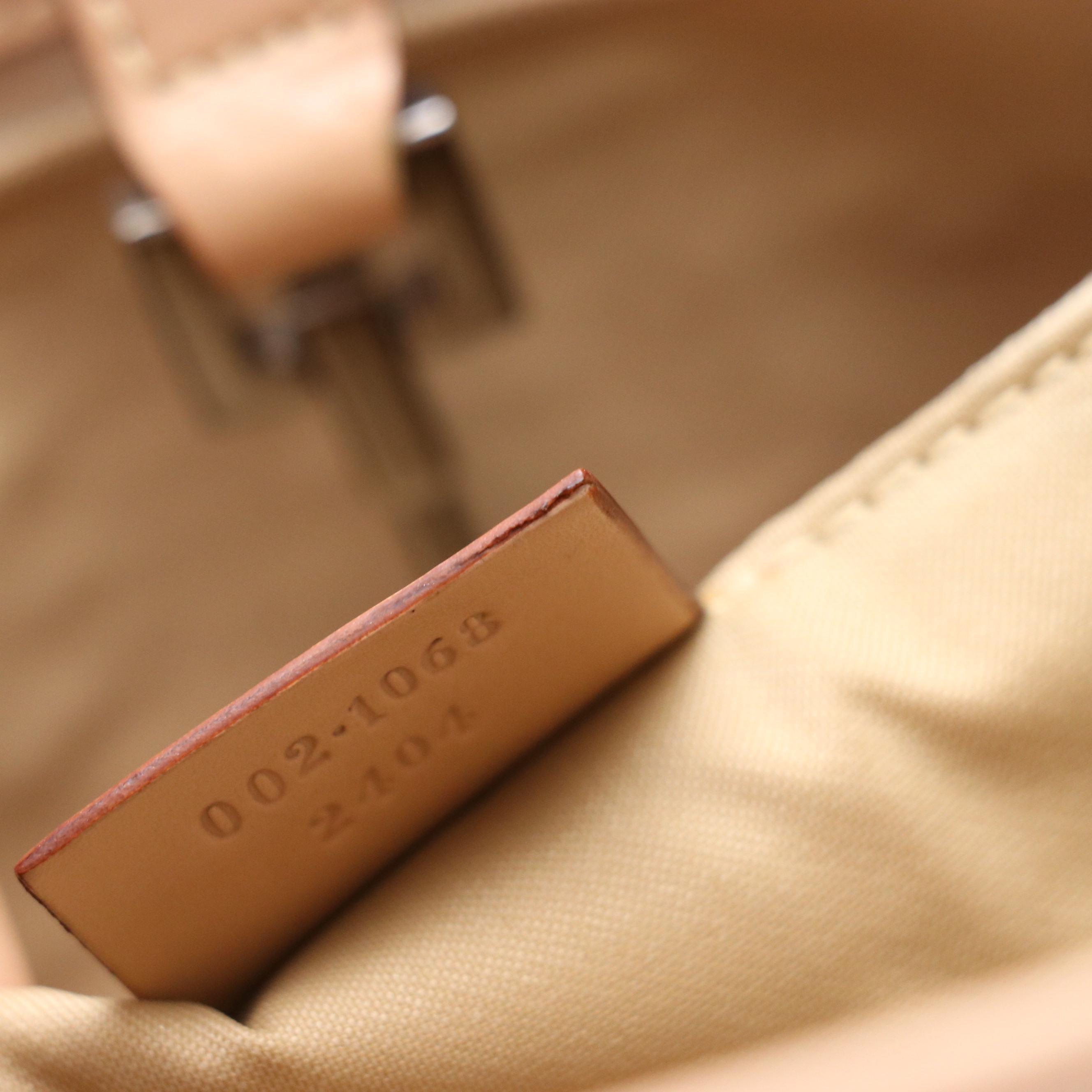 Gucci Bardot Handbag in Pink GG Canvas and Beige Leather