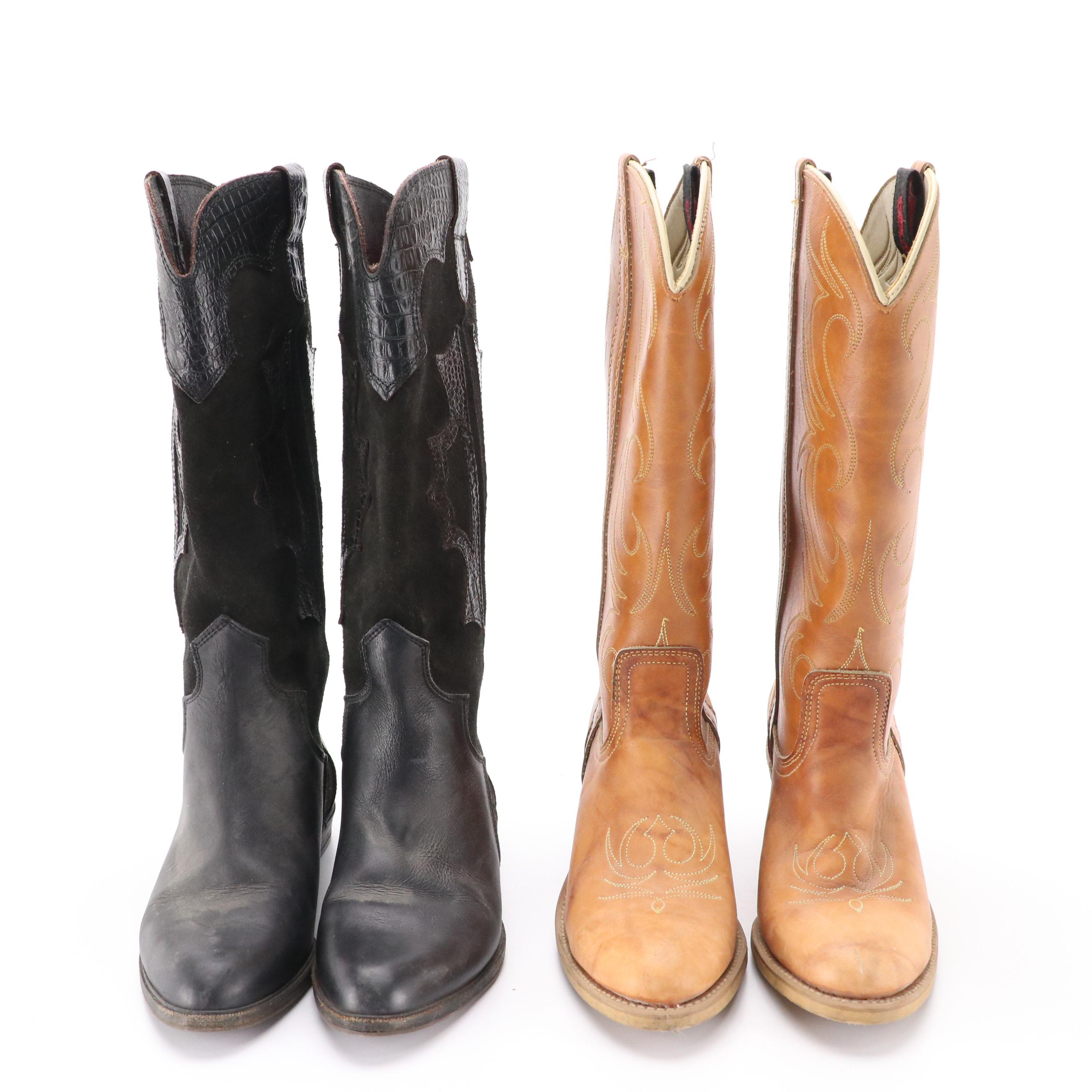 Dingo and Alto Gradimento Cowboy Boots in Brown and Black Leather