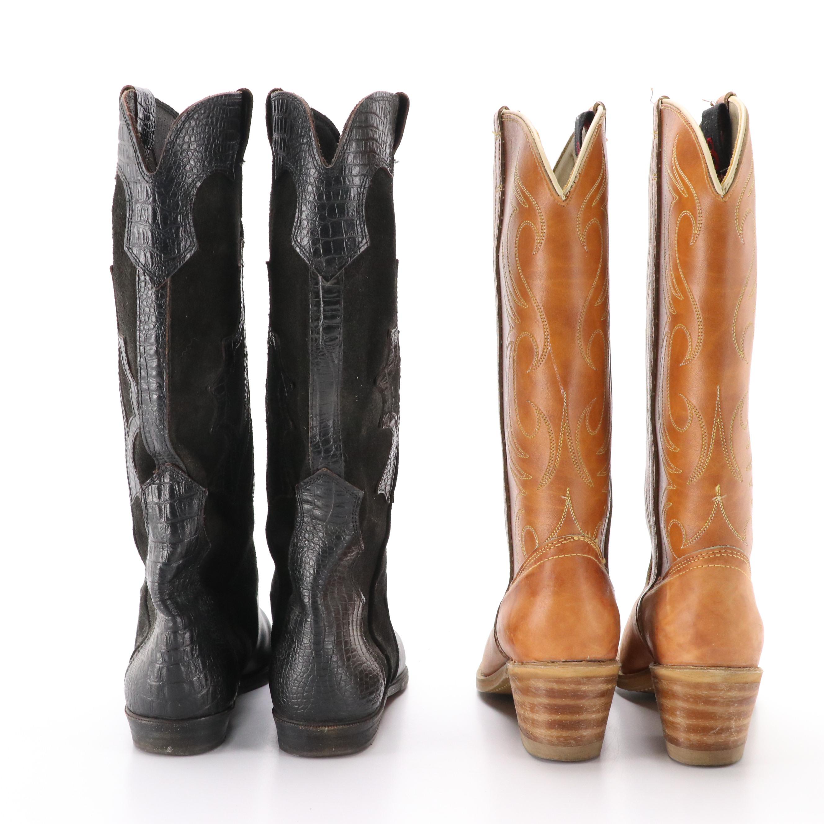 Dingo and Alto Gradimento Cowboy Boots in Brown and Black Leather