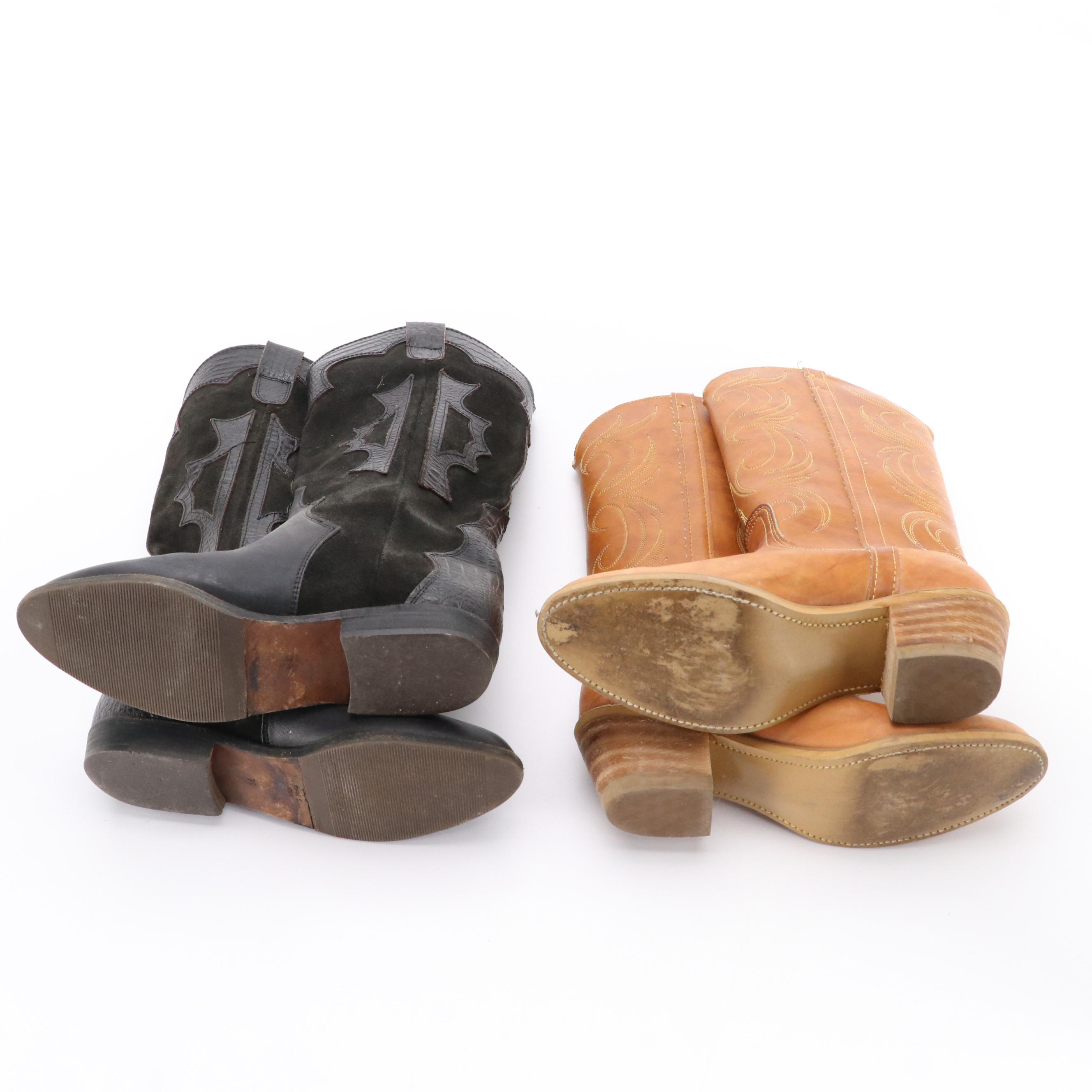 Dingo and Alto Gradimento Cowboy Boots in Brown and Black Leather