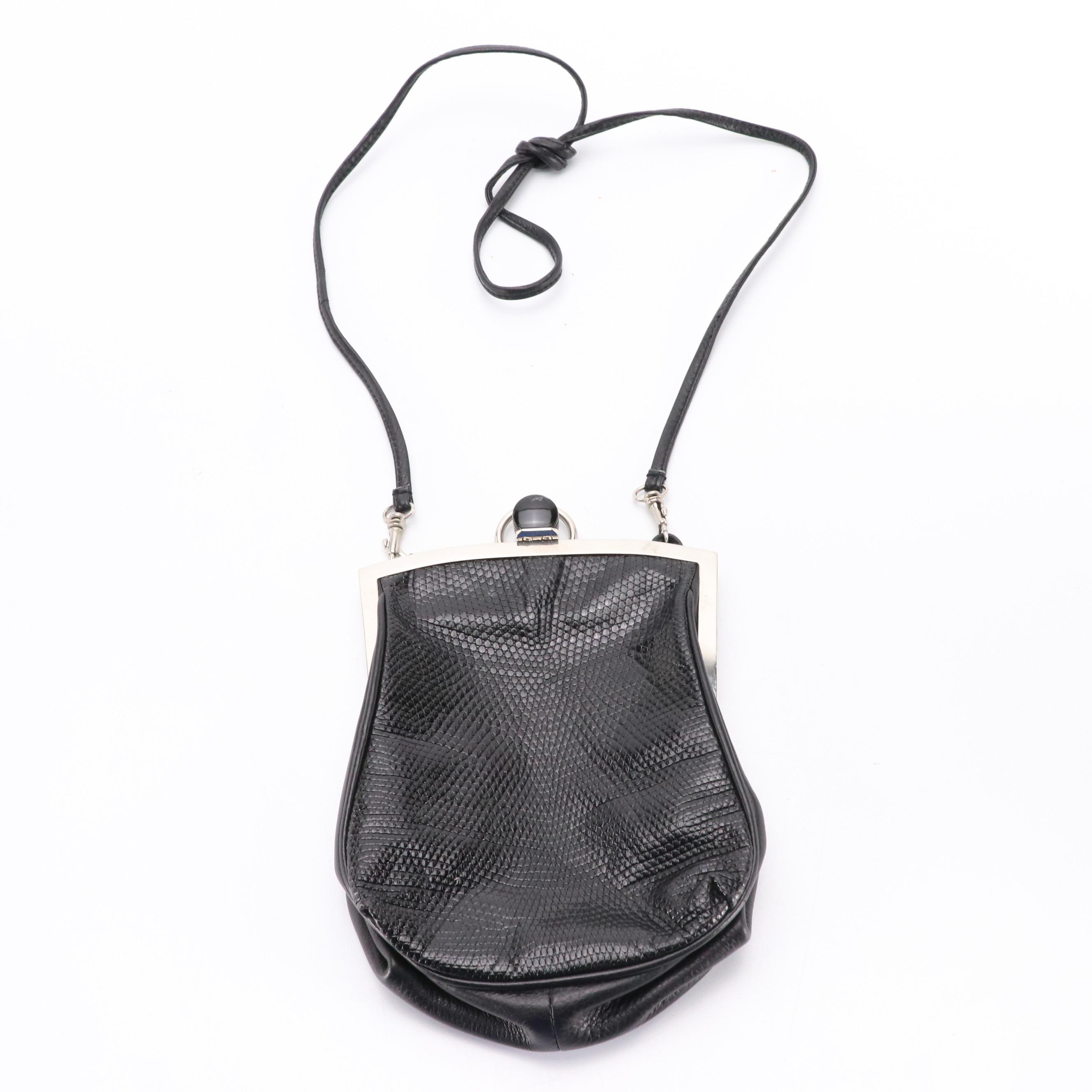 Desmo and Finesse La Model Vintage Black Snakeskin Leather Frame Bags