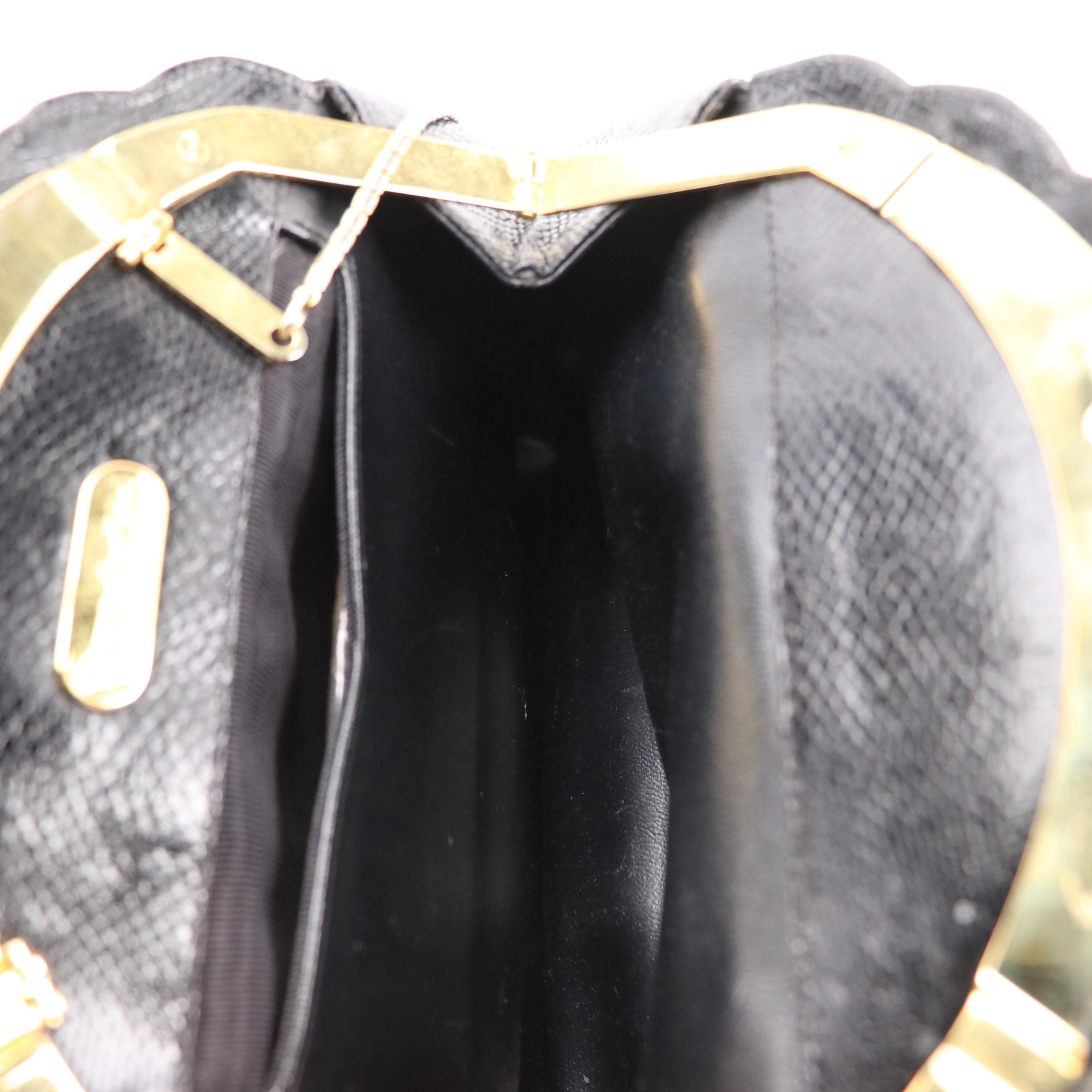 Desmo and Finesse La Model Vintage Black Snakeskin Leather Frame Bags