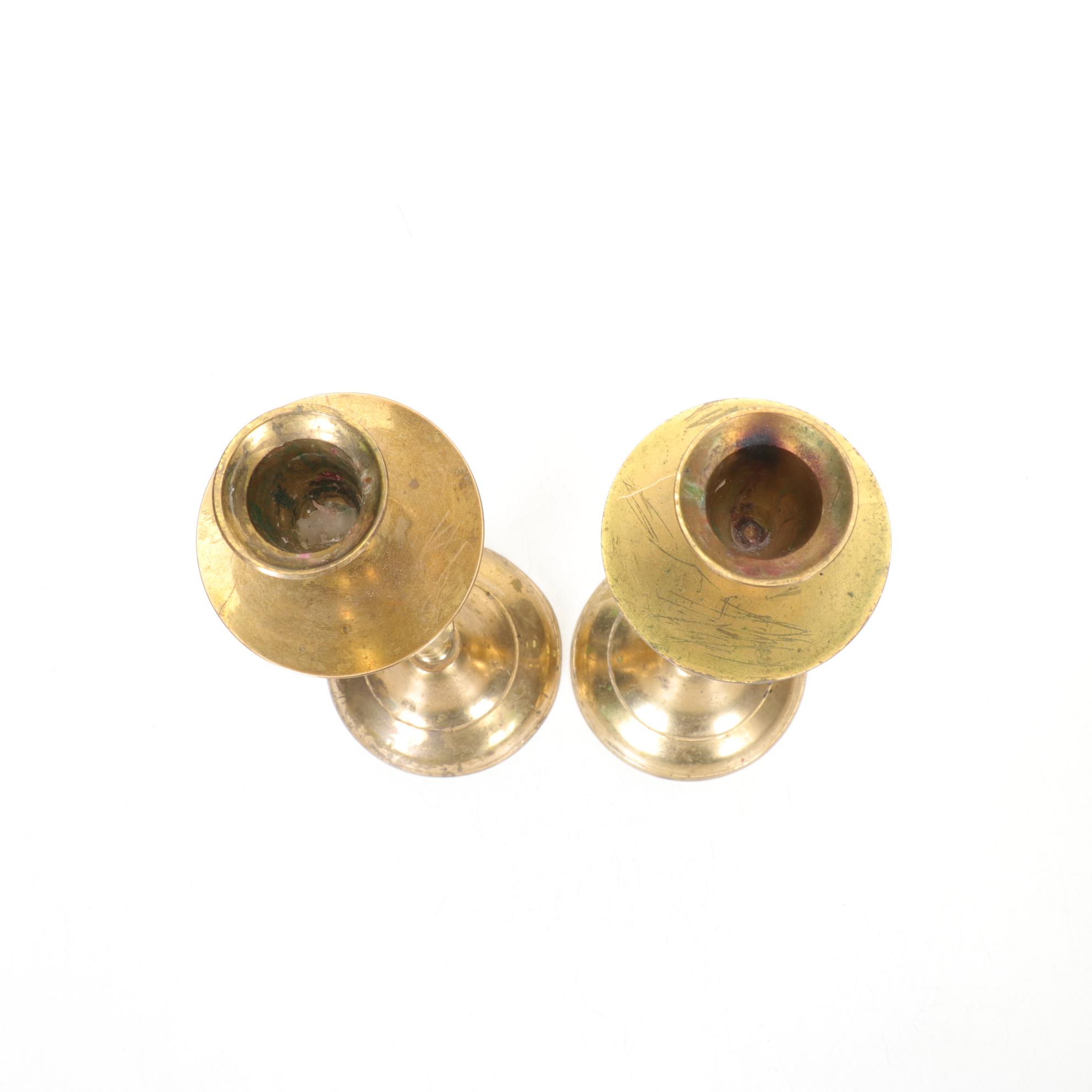 Polished Brass Corkscrew Candle Holders