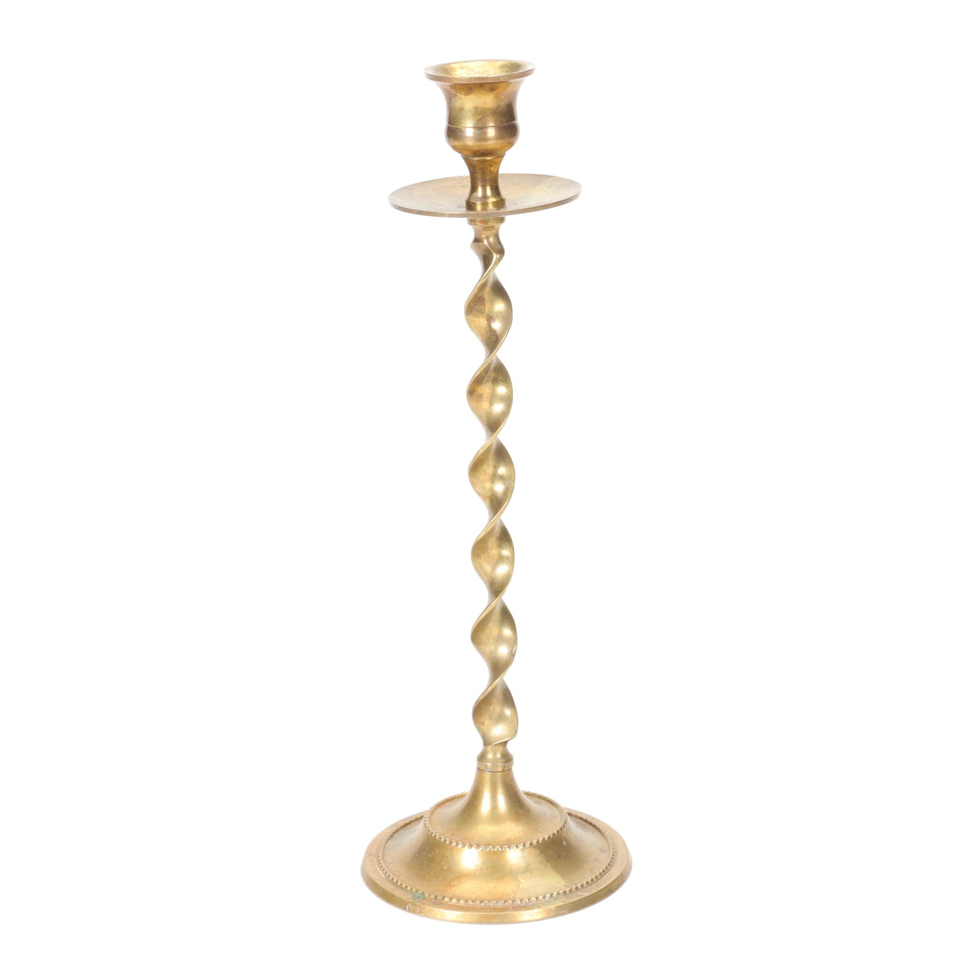 Polished Brass Corkscrew Candle Holders