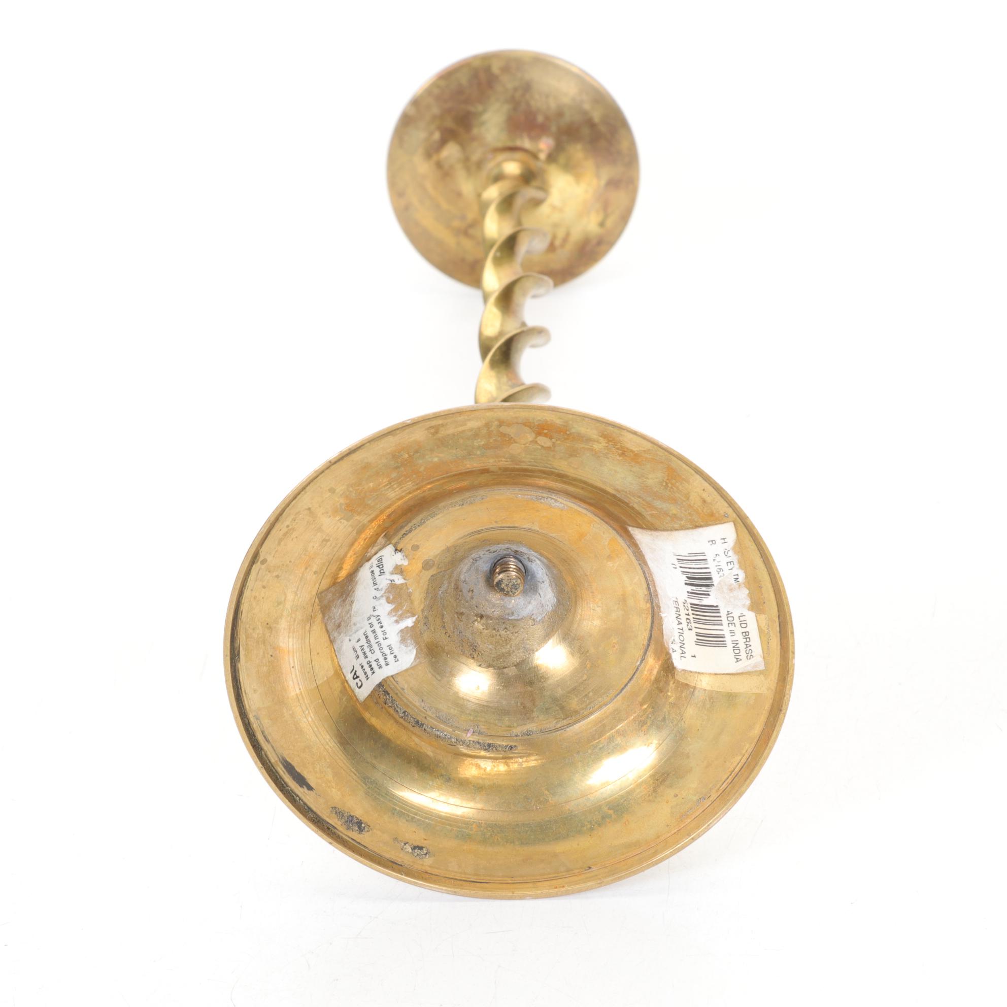 Polished Brass Corkscrew Candle Holders