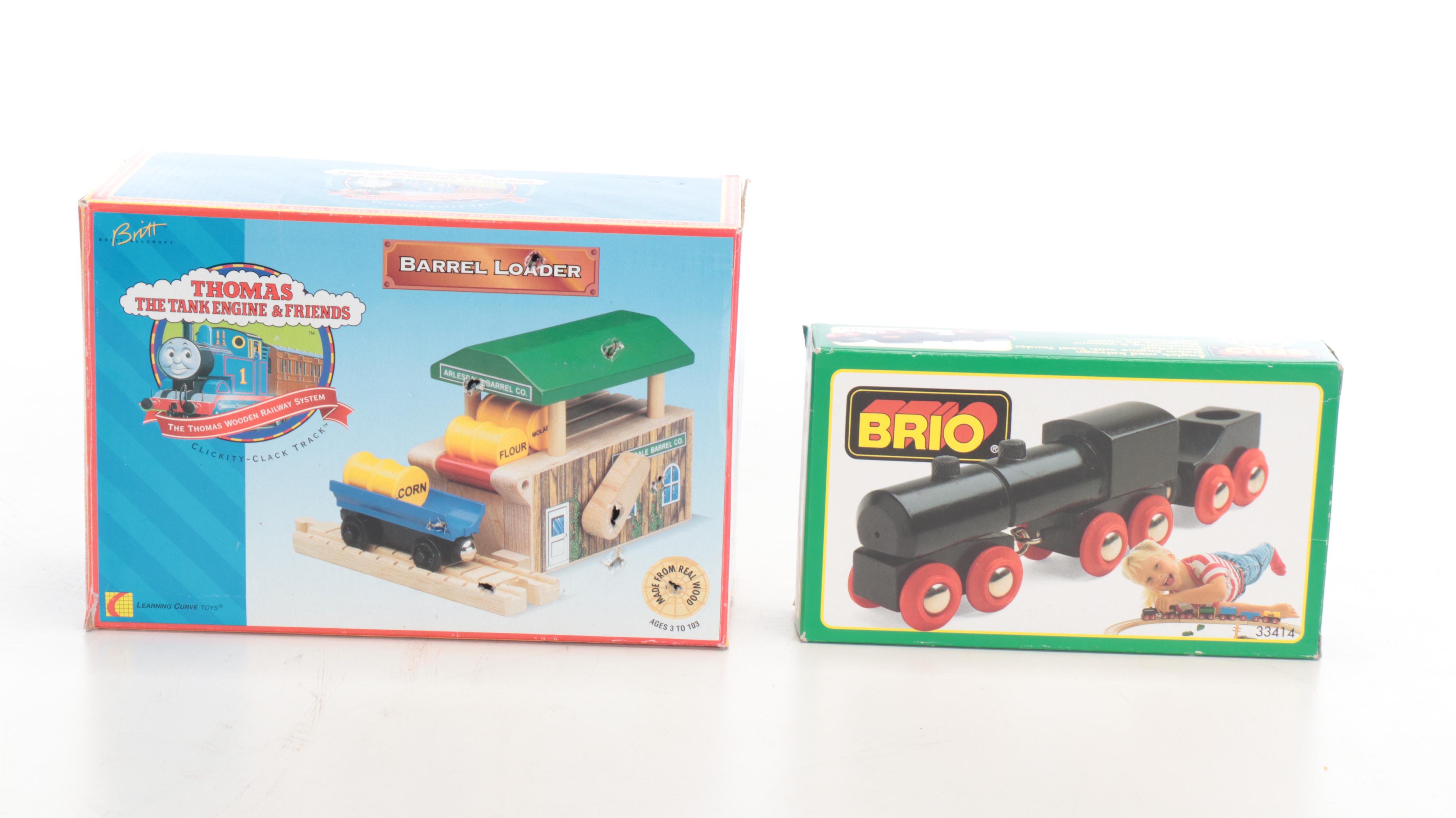 Brio Thomas the Tank Engine and More Wood Train Toys, Track in Storage Tub