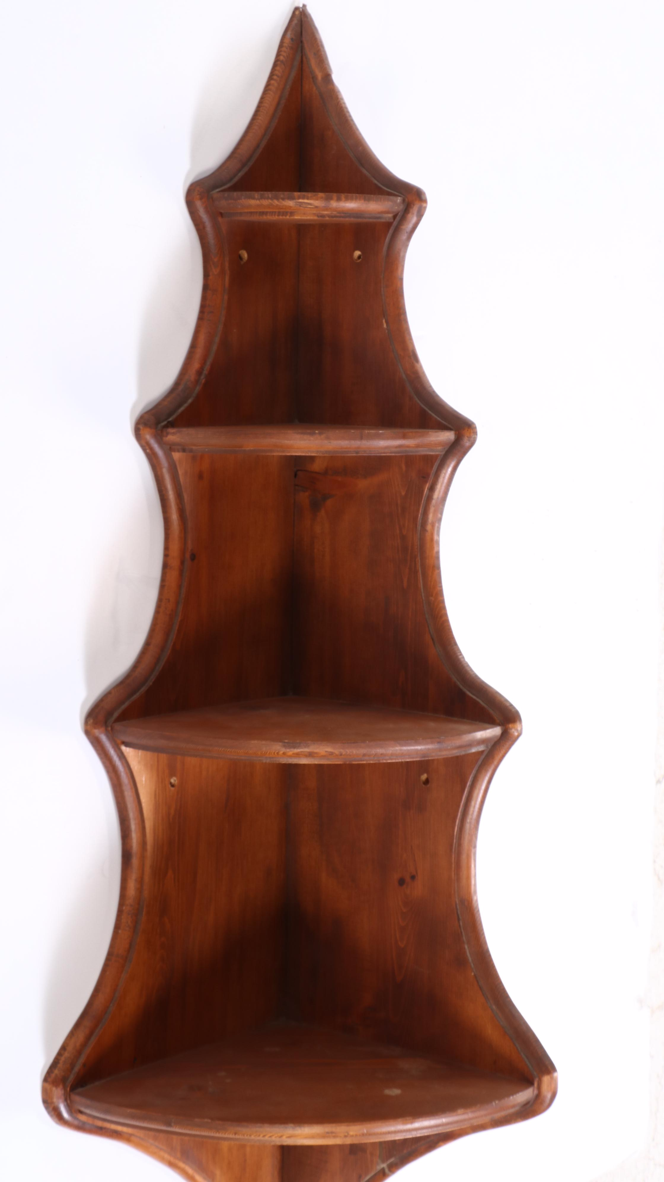 Ken Werner Wood Working Federal Style Pine Graduated Corner Hanging Shelf