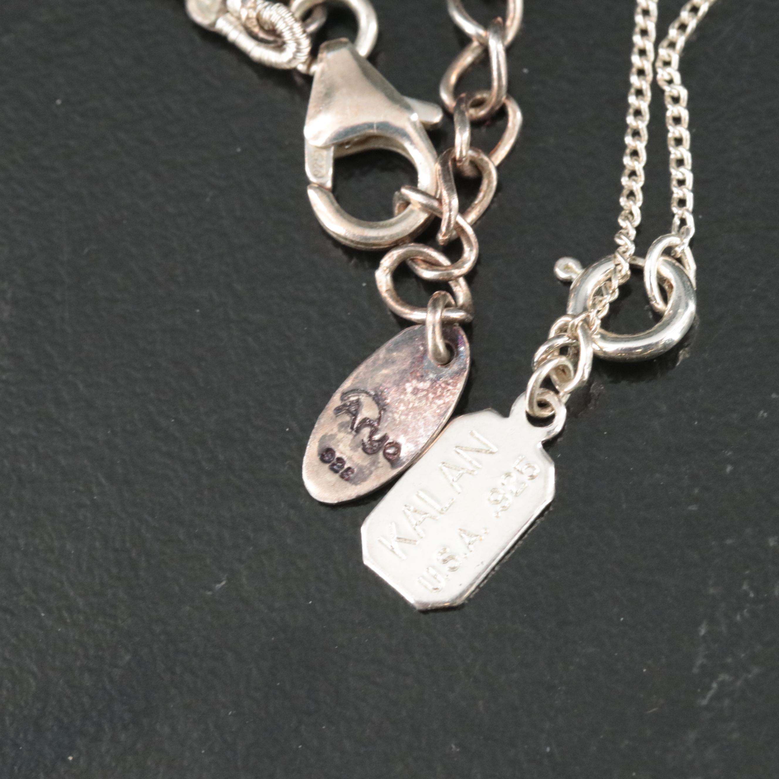 Sterling Pendant Necklace Collection Including Pearl, Labradorite and Pyrite