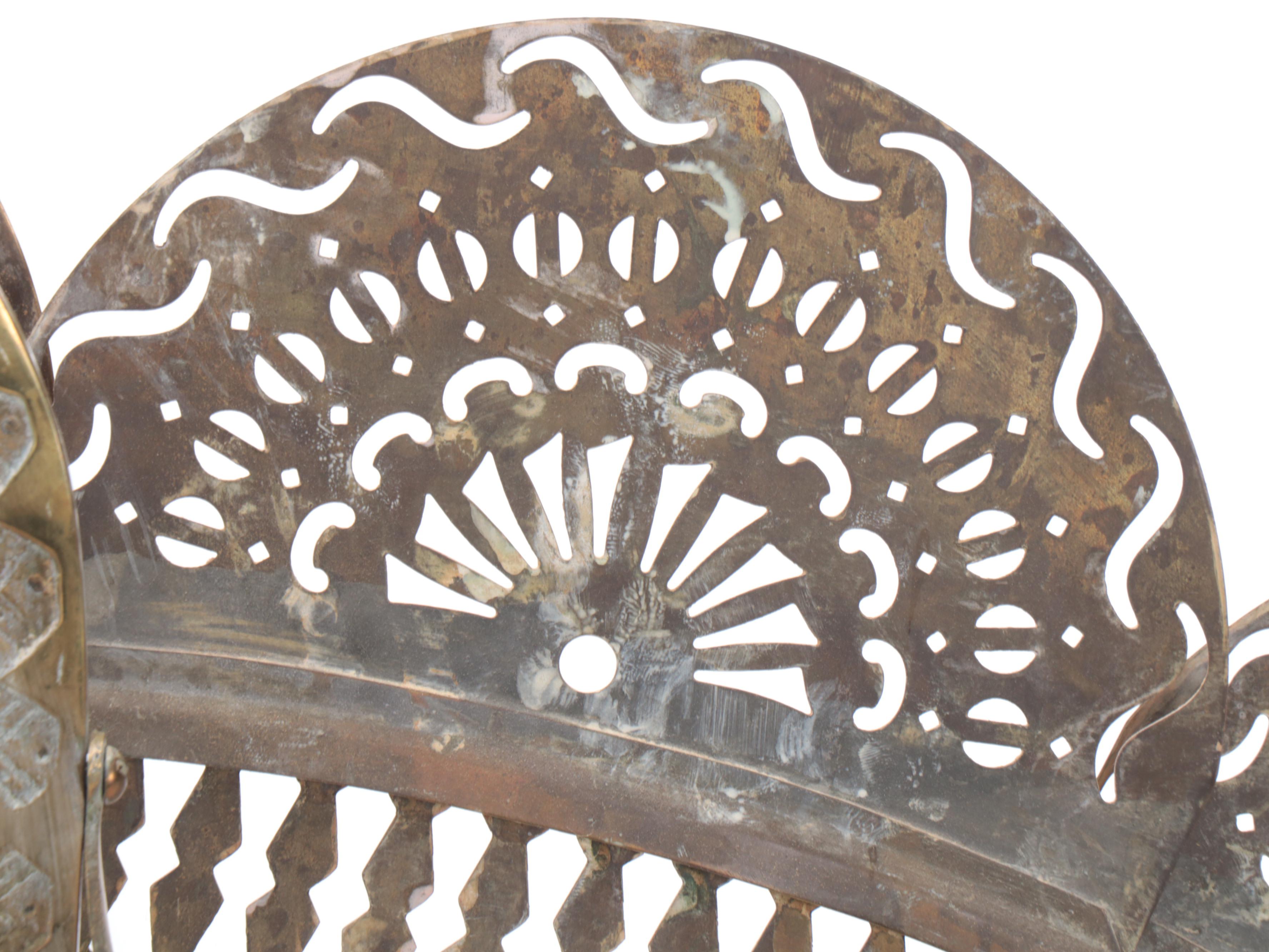 Victorian Pierced Brass Peacock Fireplace Screen, 19th to Early 20th Century