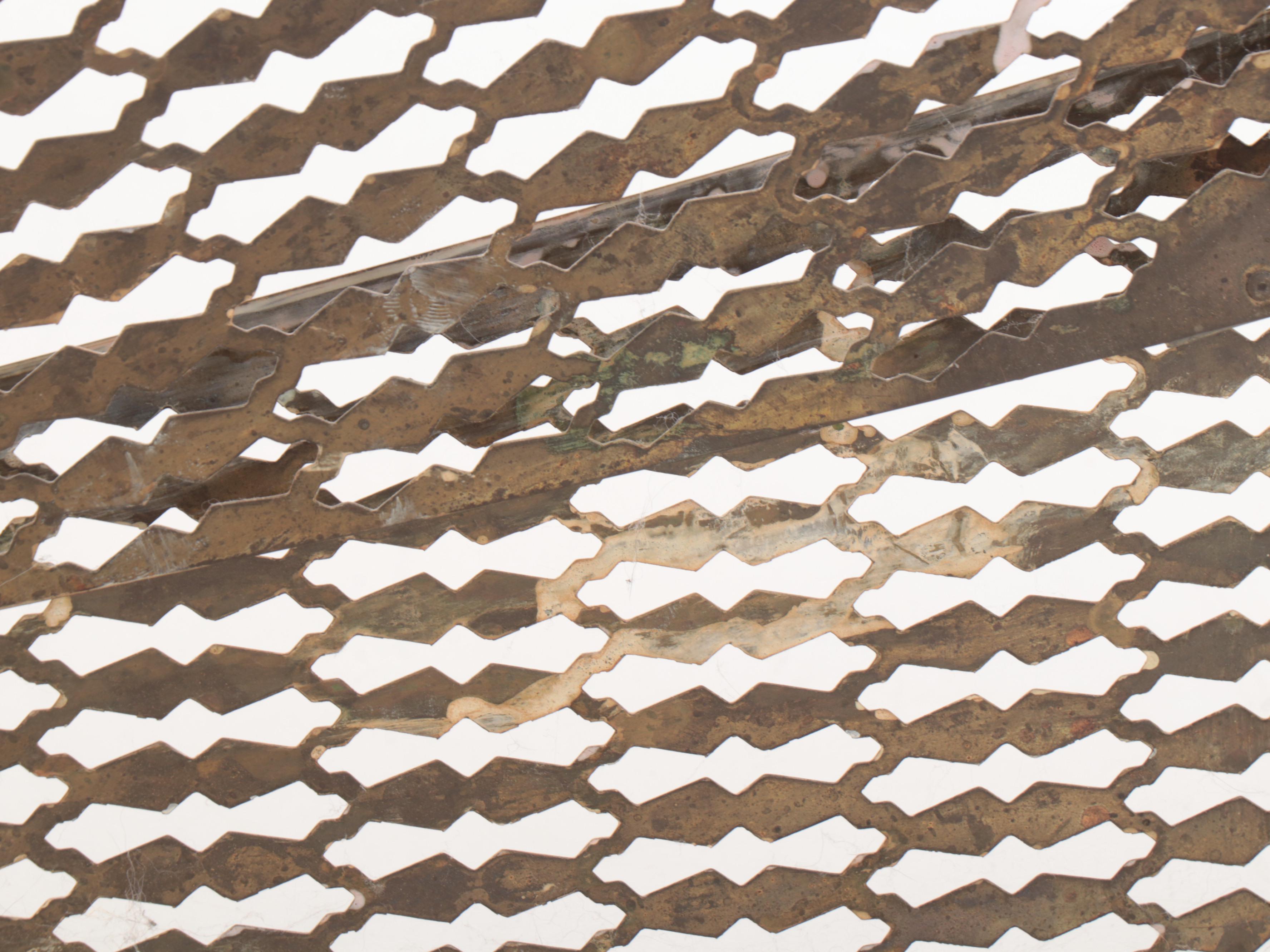 Victorian Pierced Brass Peacock Fireplace Screen, 19th to Early 20th Century