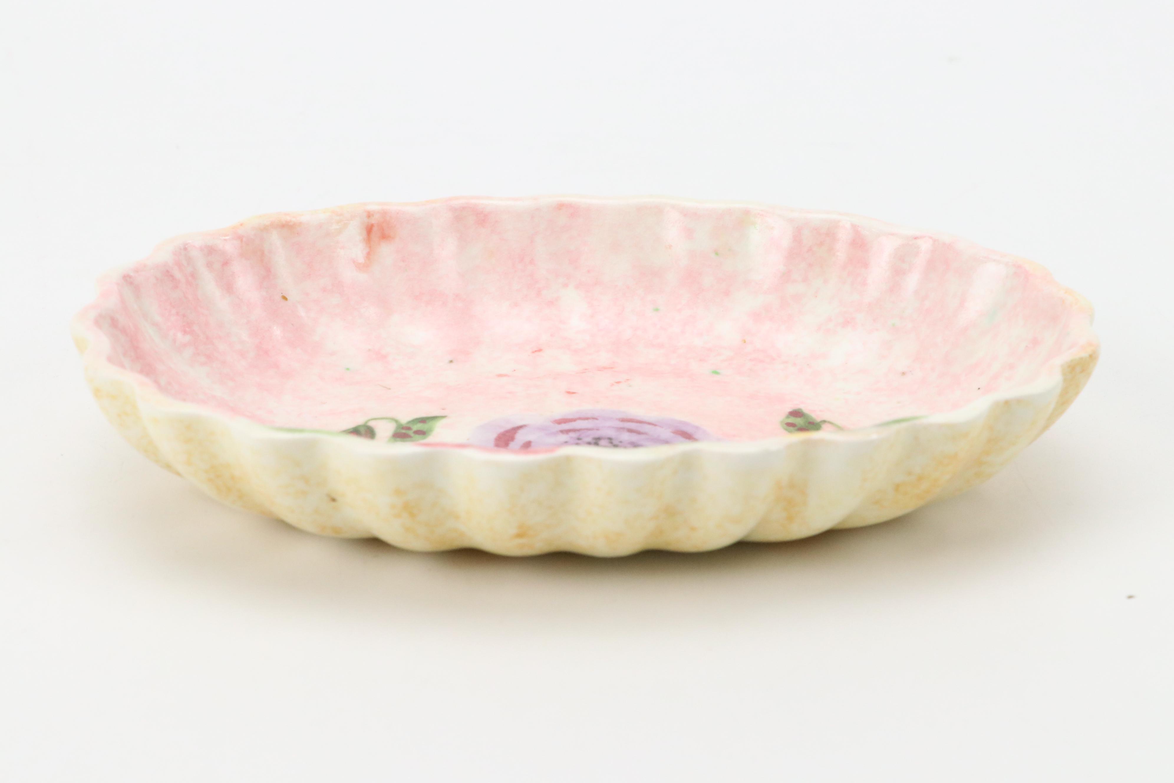 English E. Radford Studio Art Pottery Hand-Painted Floral Bowls, c. 1935