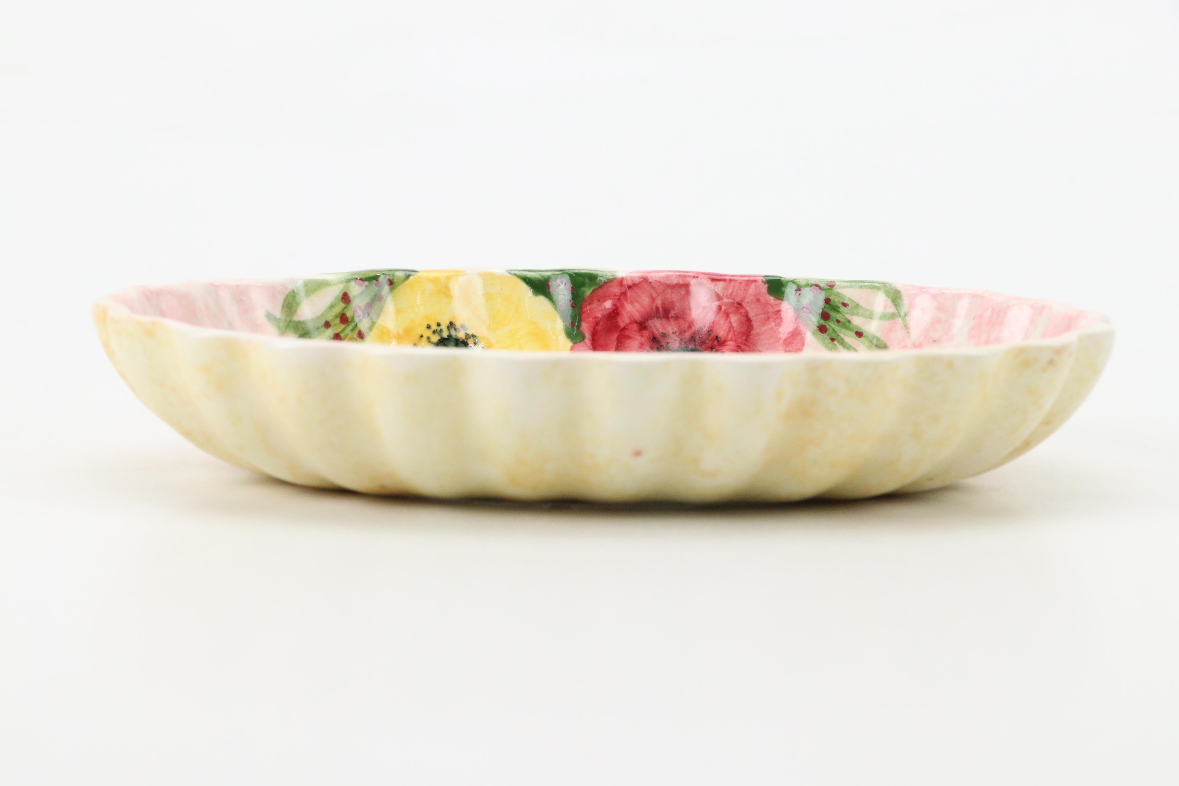 English E. Radford Studio Art Pottery Hand-Painted Floral Bowls, c. 1935