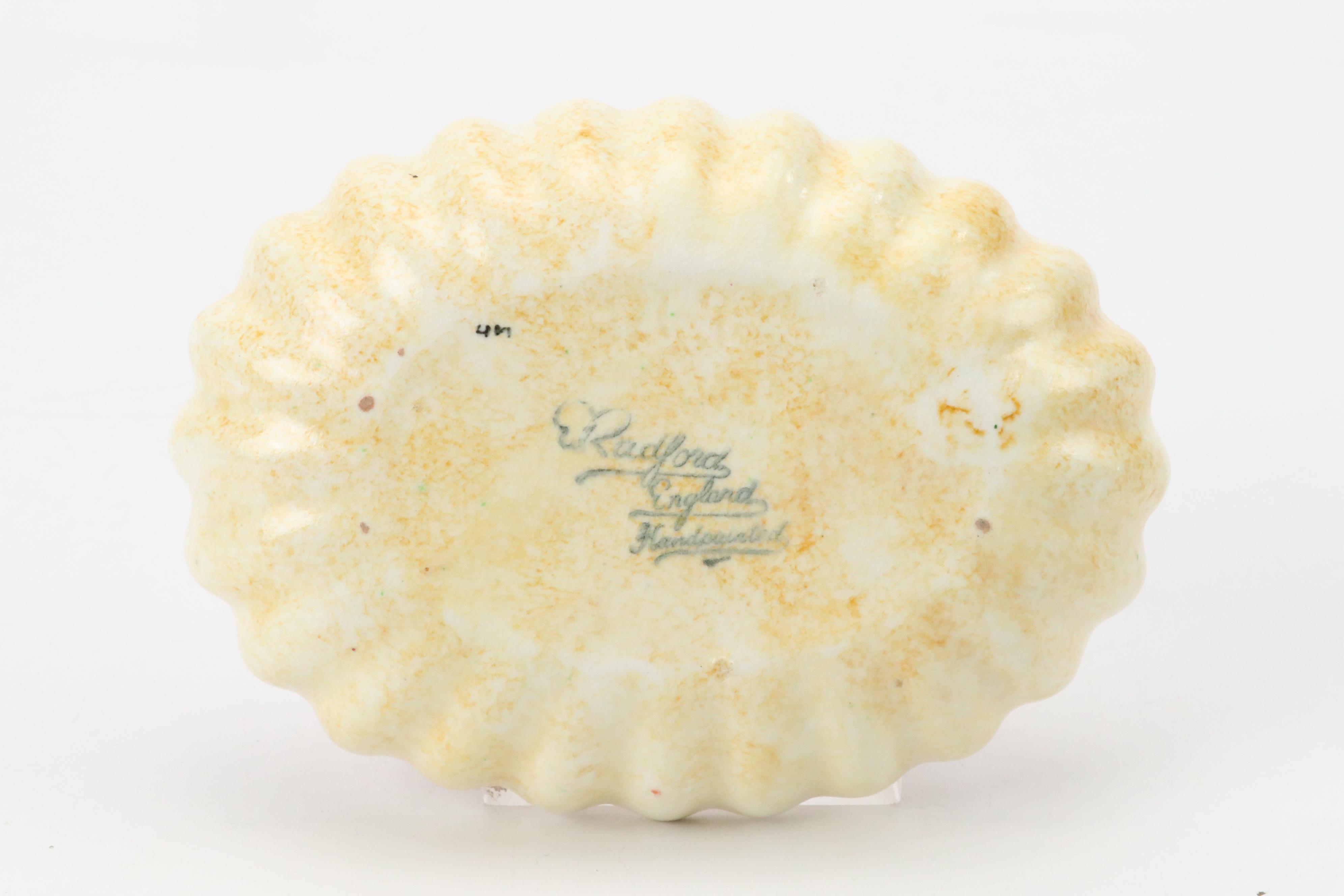 English E. Radford Studio Art Pottery Hand-Painted Floral Bowls, c. 1935