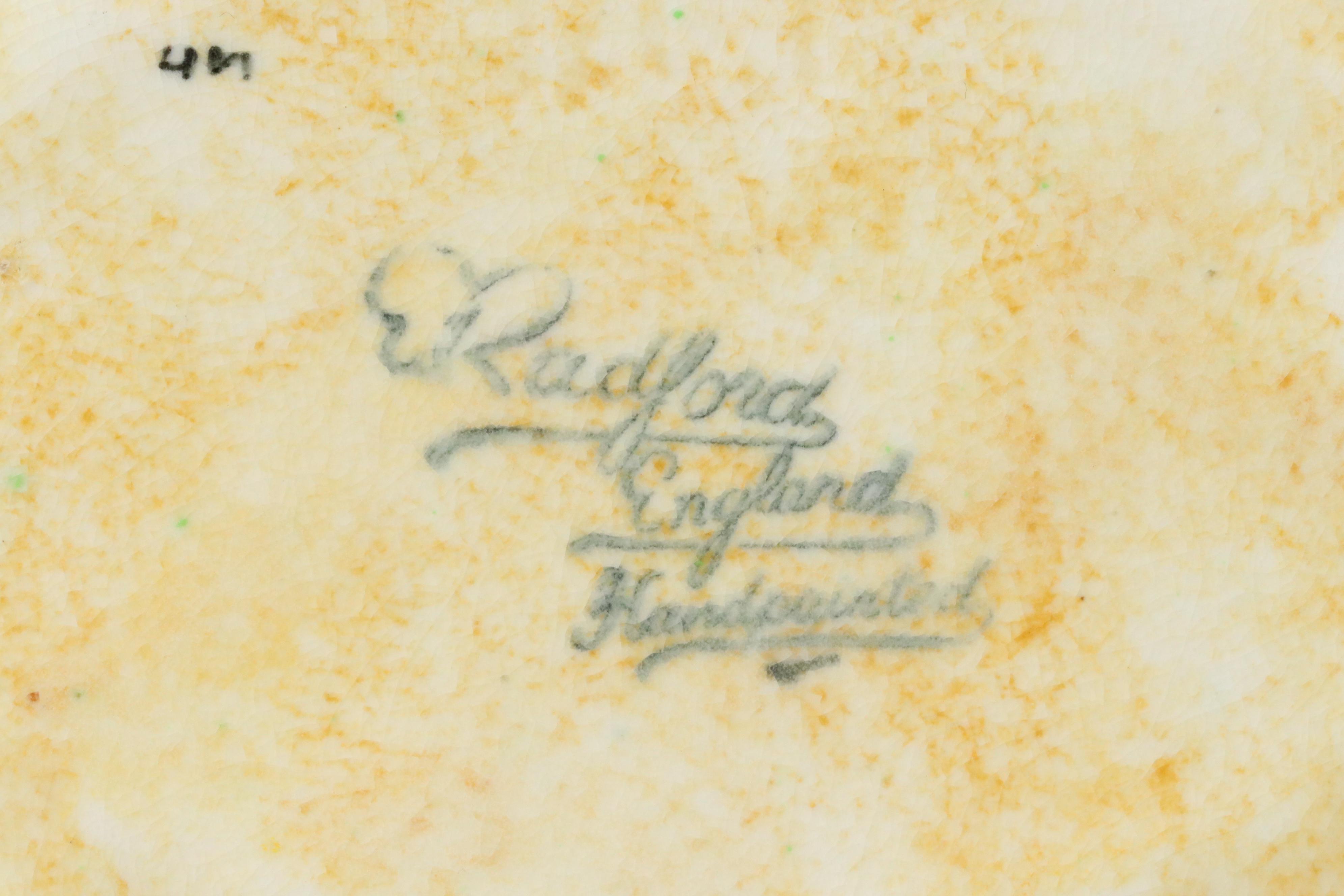 English E. Radford Studio Art Pottery Hand-Painted Floral Bowls, c. 1935