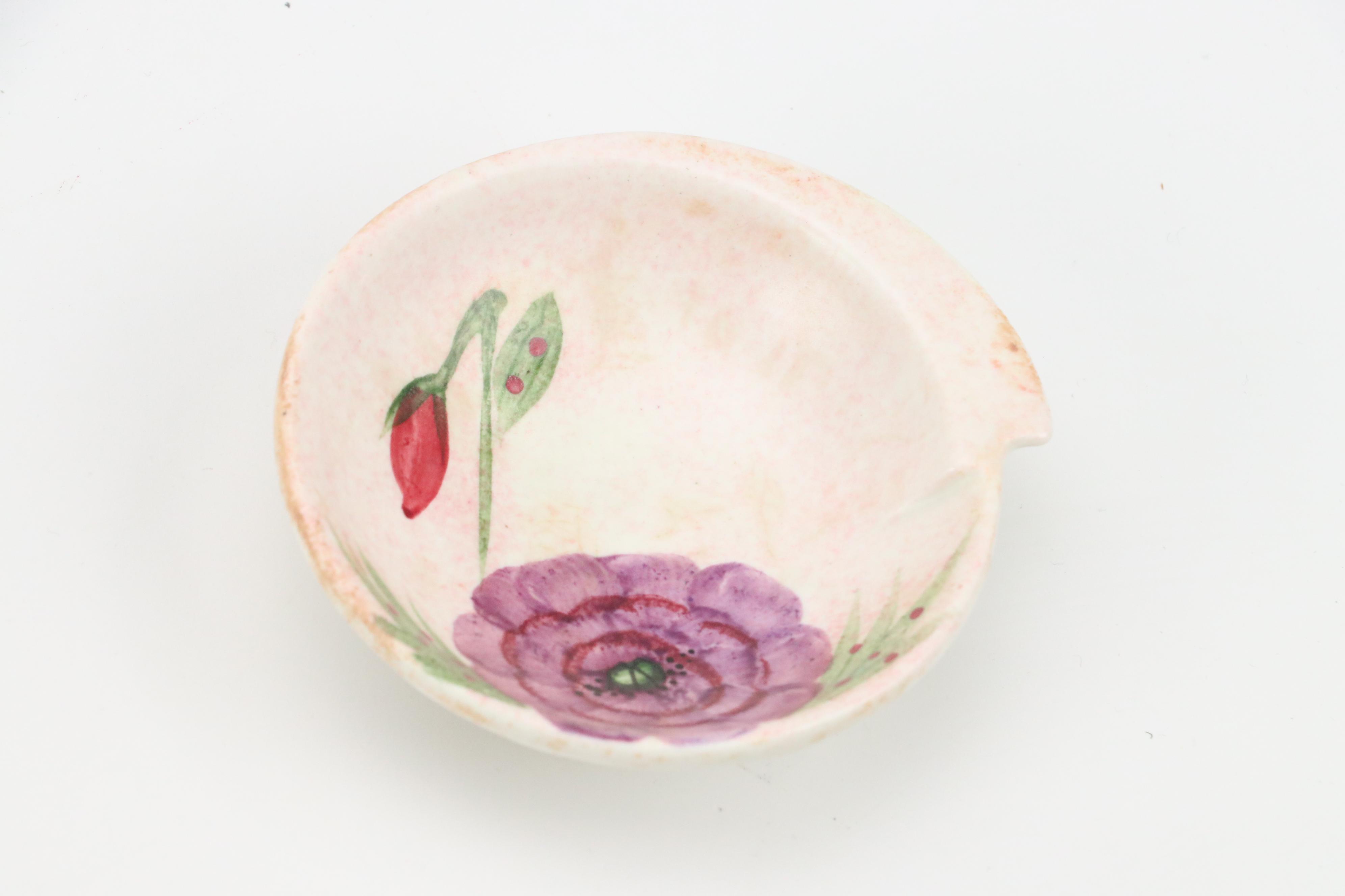 English E. Radford Studio Art Pottery Hand-Painted Floral Bowls, c. 1935