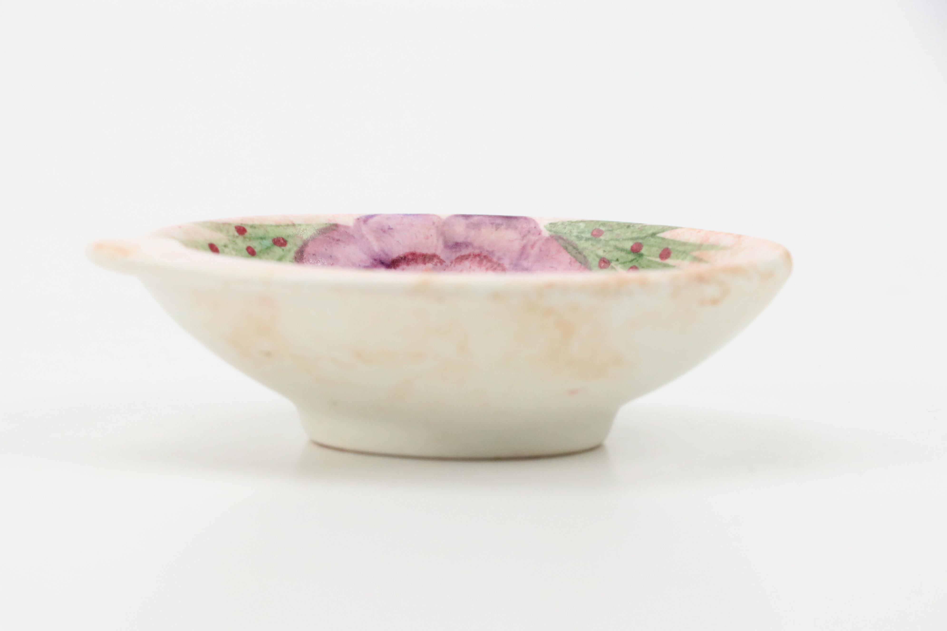 English E. Radford Studio Art Pottery Hand-Painted Floral Bowls, c. 1935