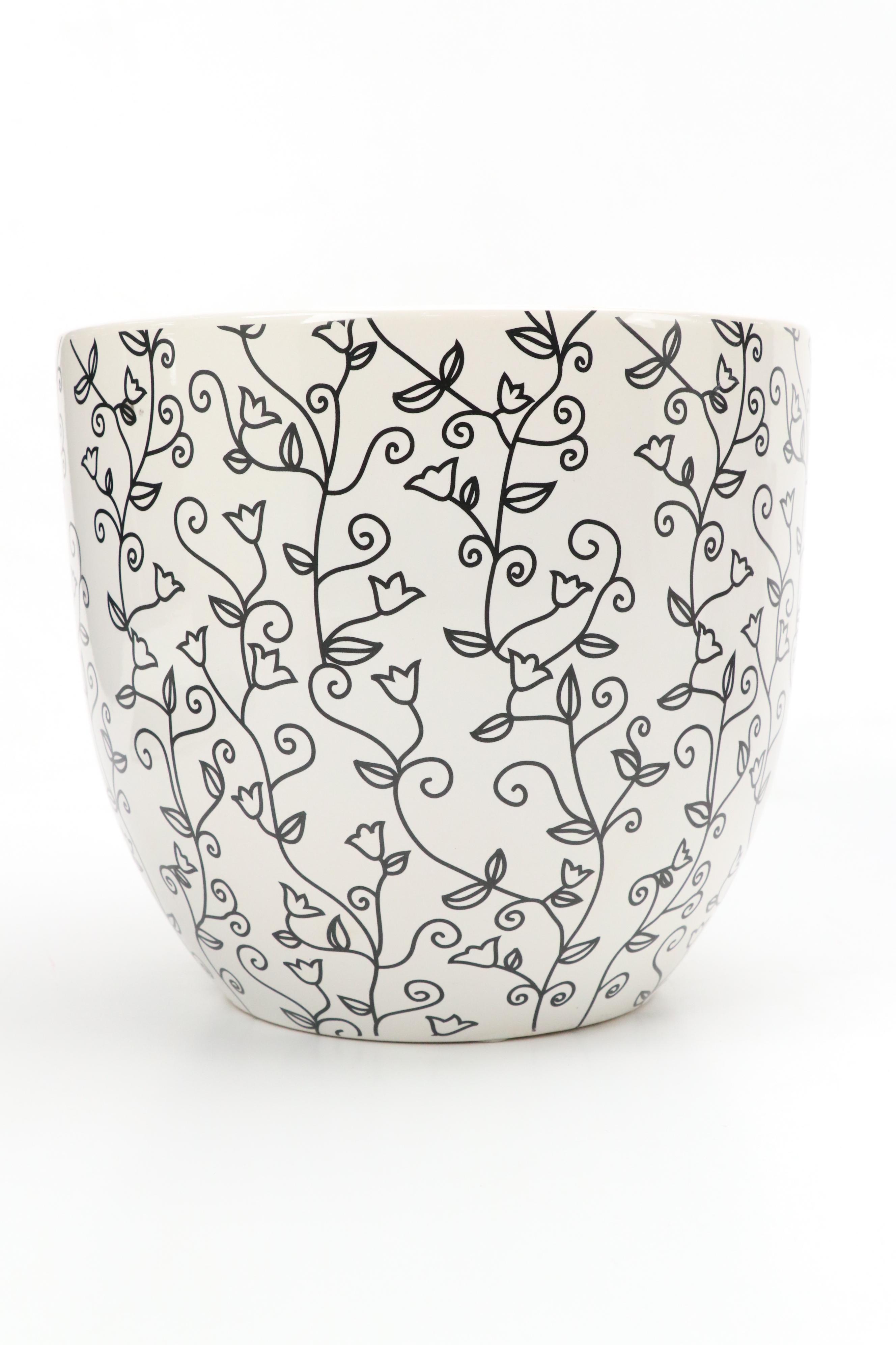 Norcal Ceramic Planter with Chinese Porcelain Bowl and Glass Ornaments