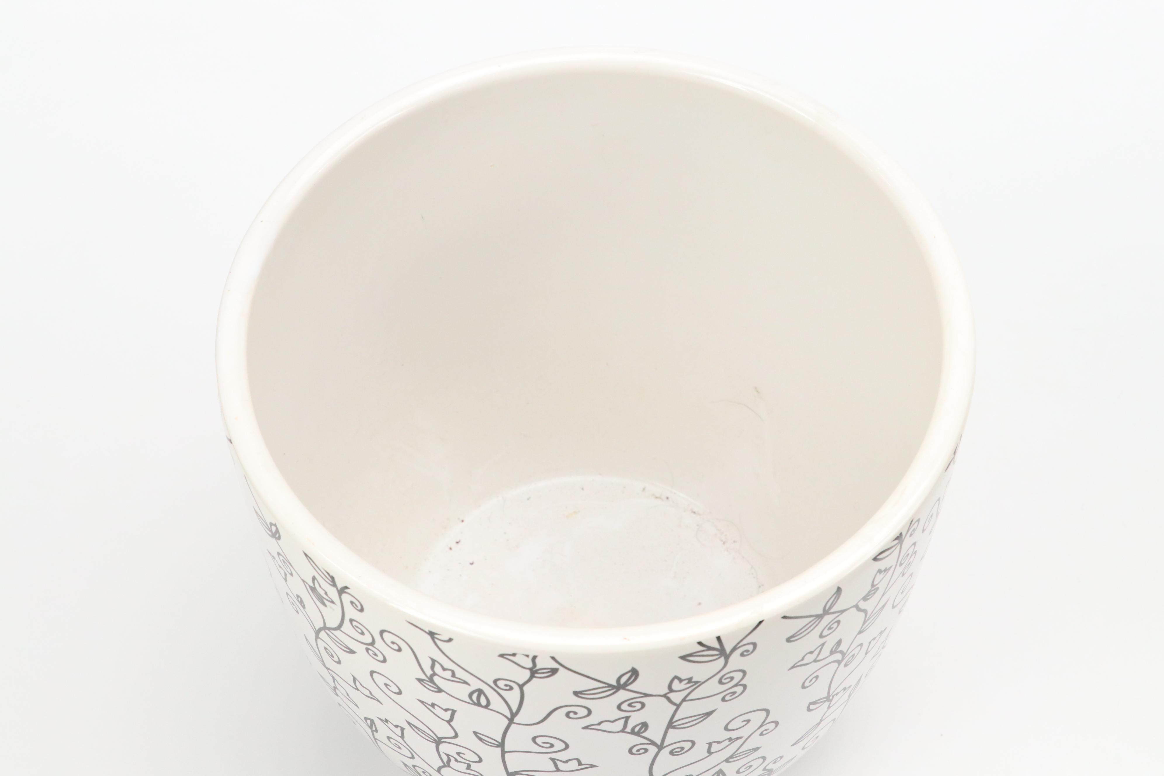 Norcal Ceramic Planter with Chinese Porcelain Bowl and Glass Ornaments